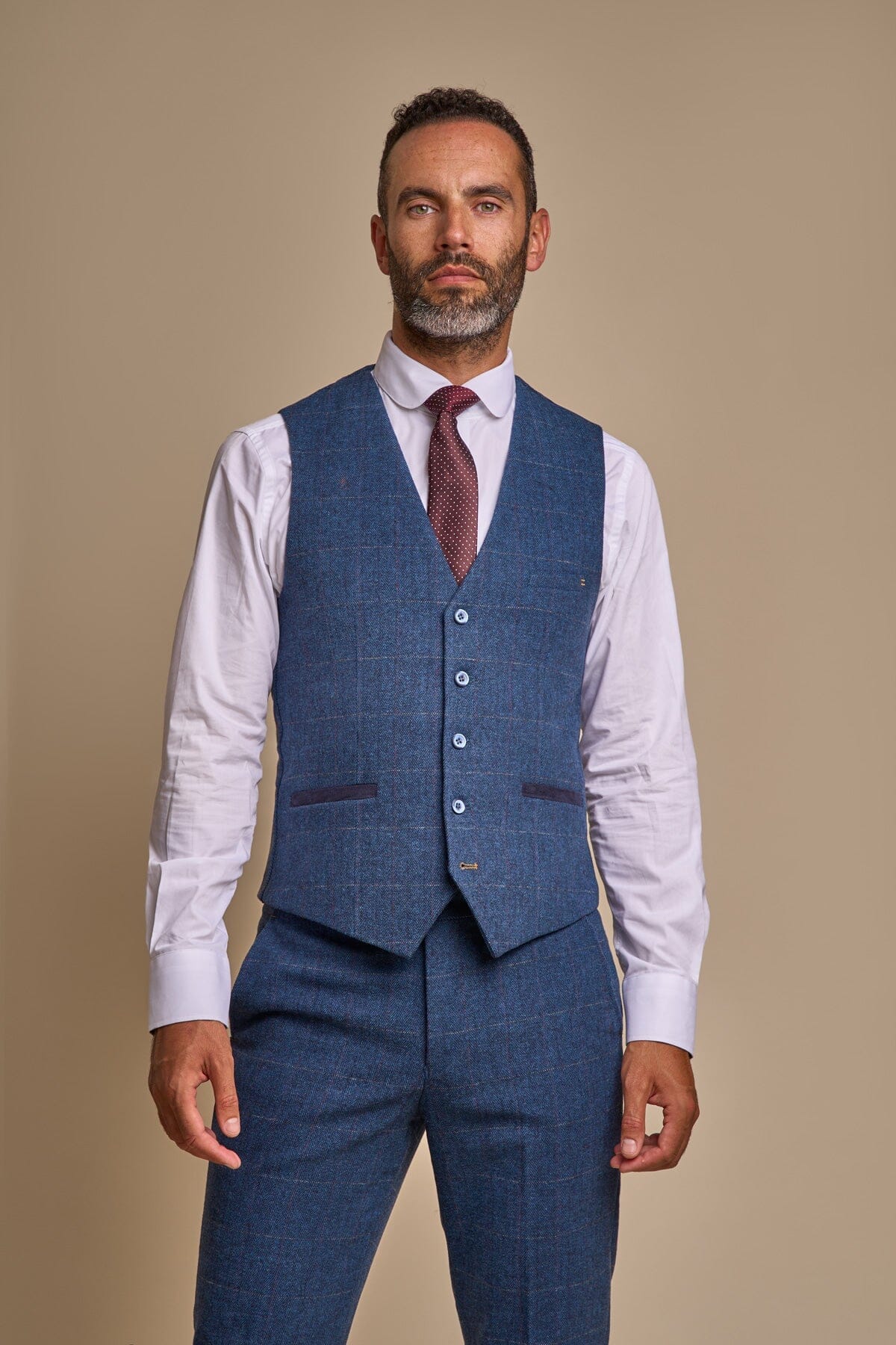 Mens blue tweed waistcoat best sale