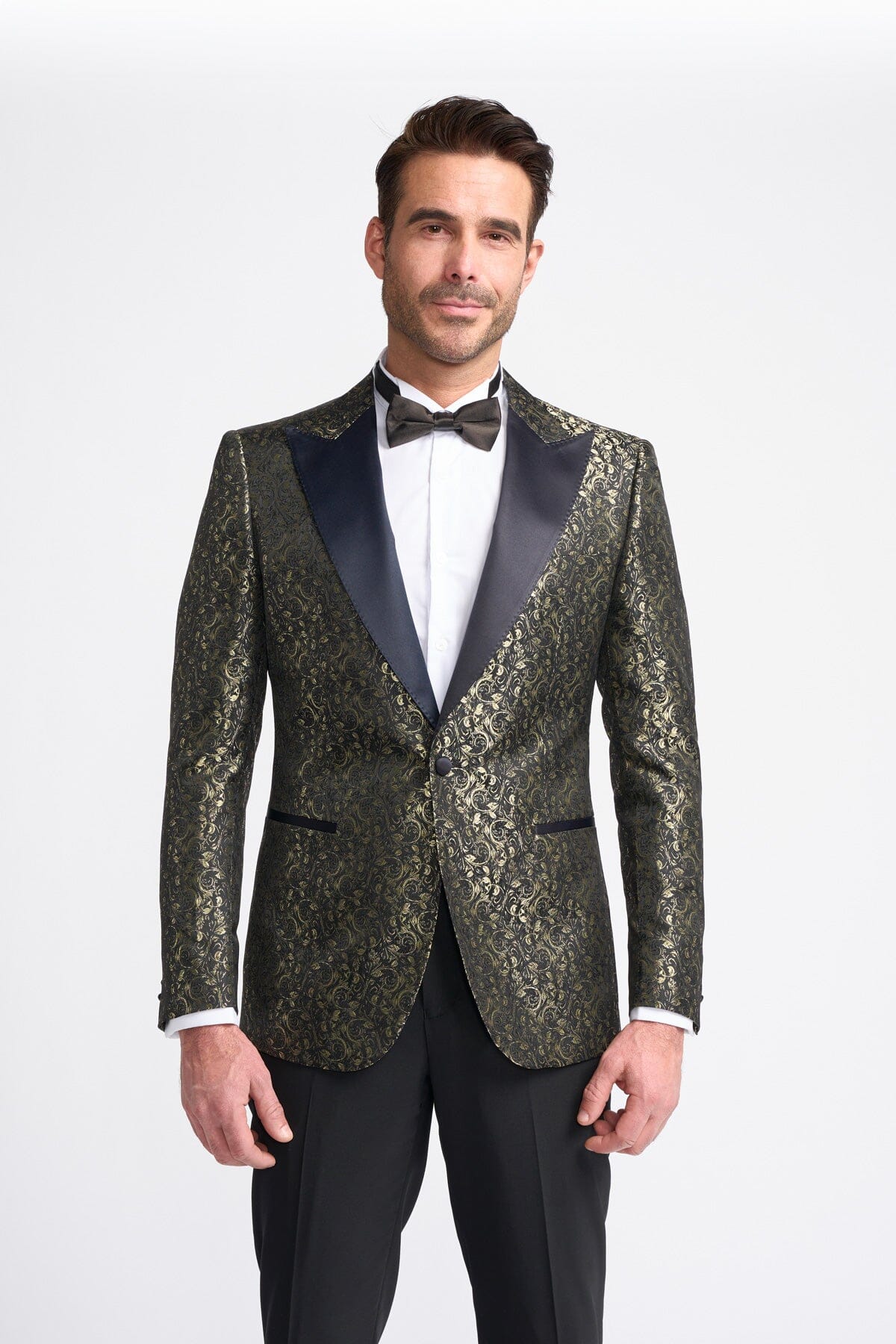 Toros Gold Tuxedo Blazer Gold Pattern Dinner Jacket Party Blazer Threadpepper