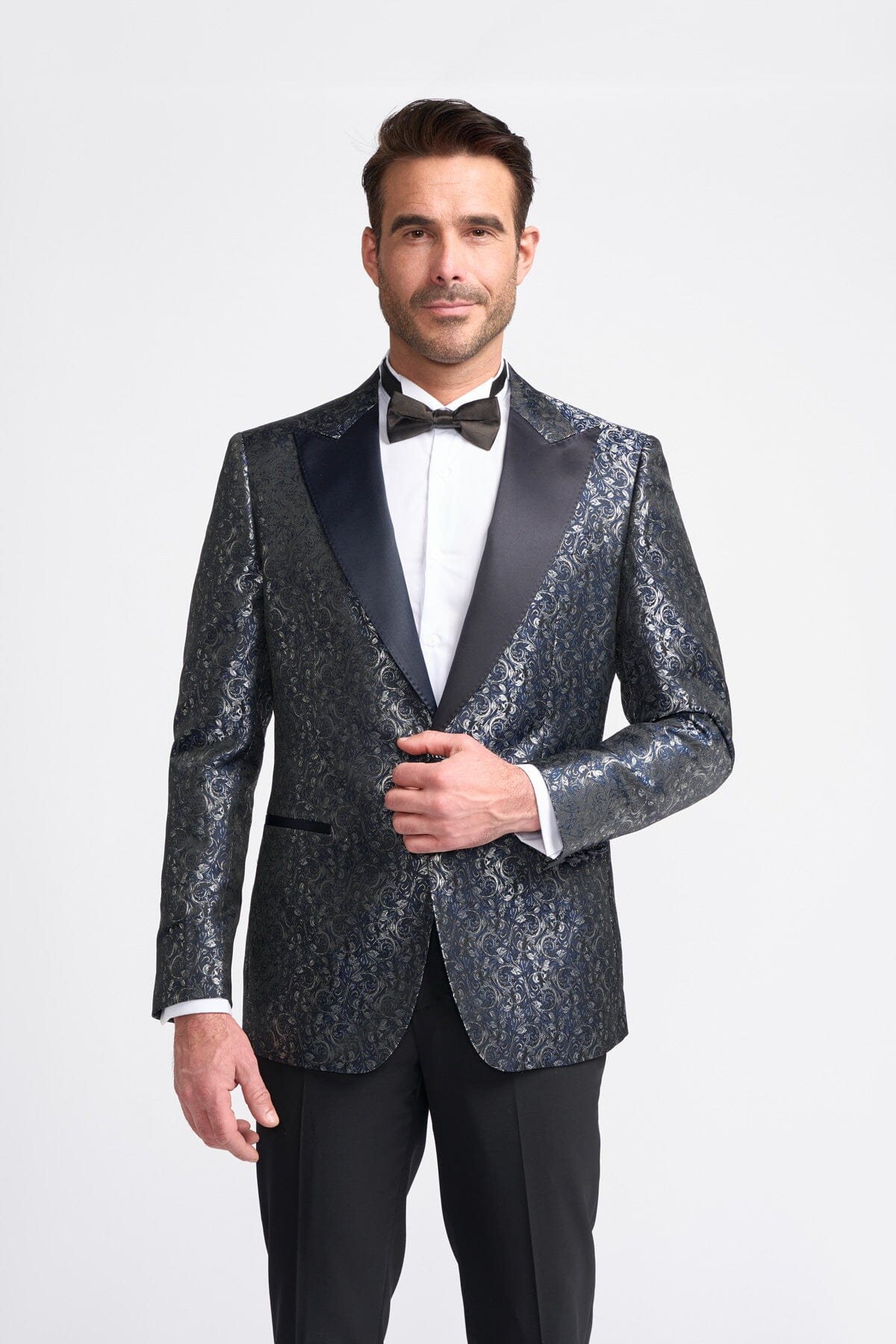 Toros Silver Tuxedo Blazer Pattern Dinner Jacket Party Blazer Threadpepper