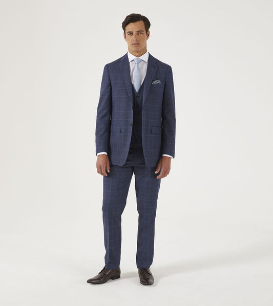 Anello Blue Prince Of Wales Check 2 Piece Suit - Suits - 