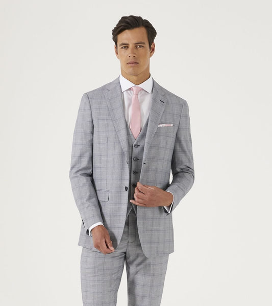 Anello Grey Prince Of Wales Check 2 Piece Suit - Suits - 