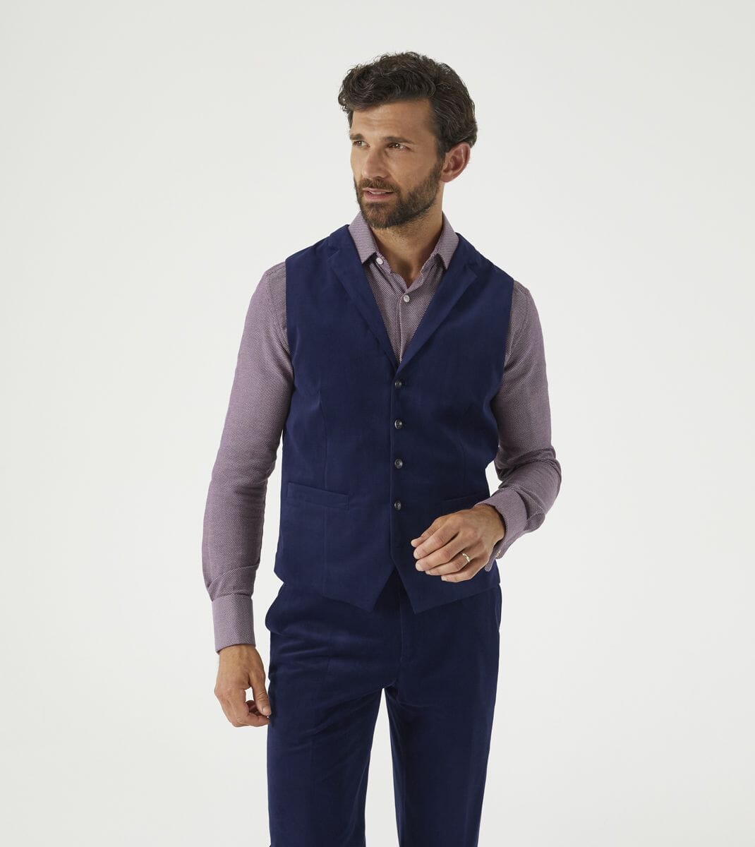 Atkinson Navy Blue Corduroy Waistcoat - Waistcoats - 36R 