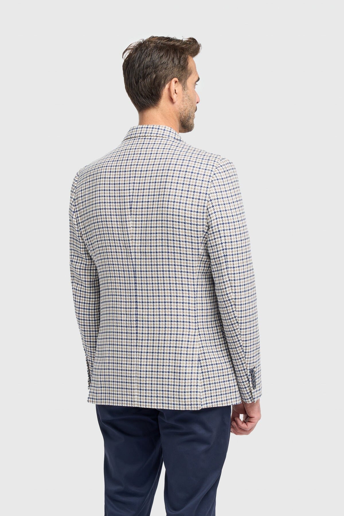 Bartela Beige Houndstooth Blazer - Blazers & Jackets - 