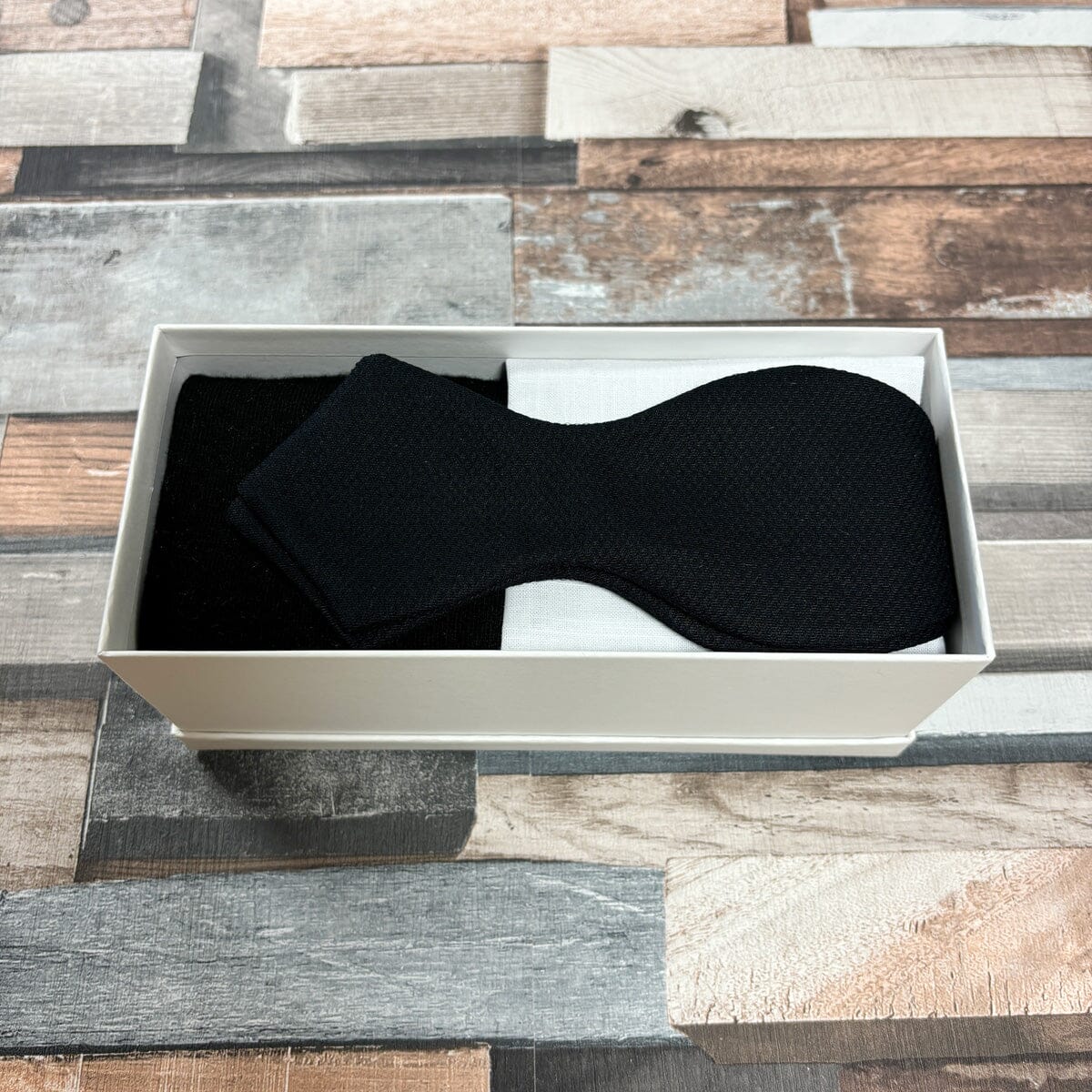 Black Marcella Bow Tie & Socks Boxed Gift Set - Gift Sets - Self-Tie Diamond Bow Tie with Socks & Pocket Square 