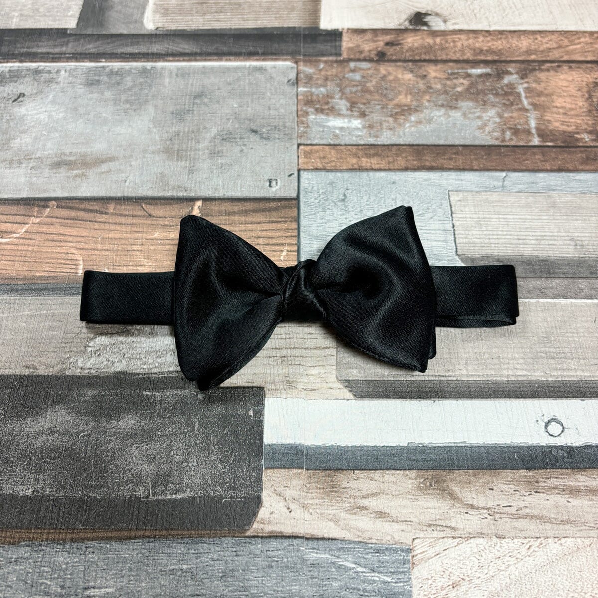 Black Satin Bow Tie - Gift Sets - Pre-Tied Bow Tie Bow Tie Only 