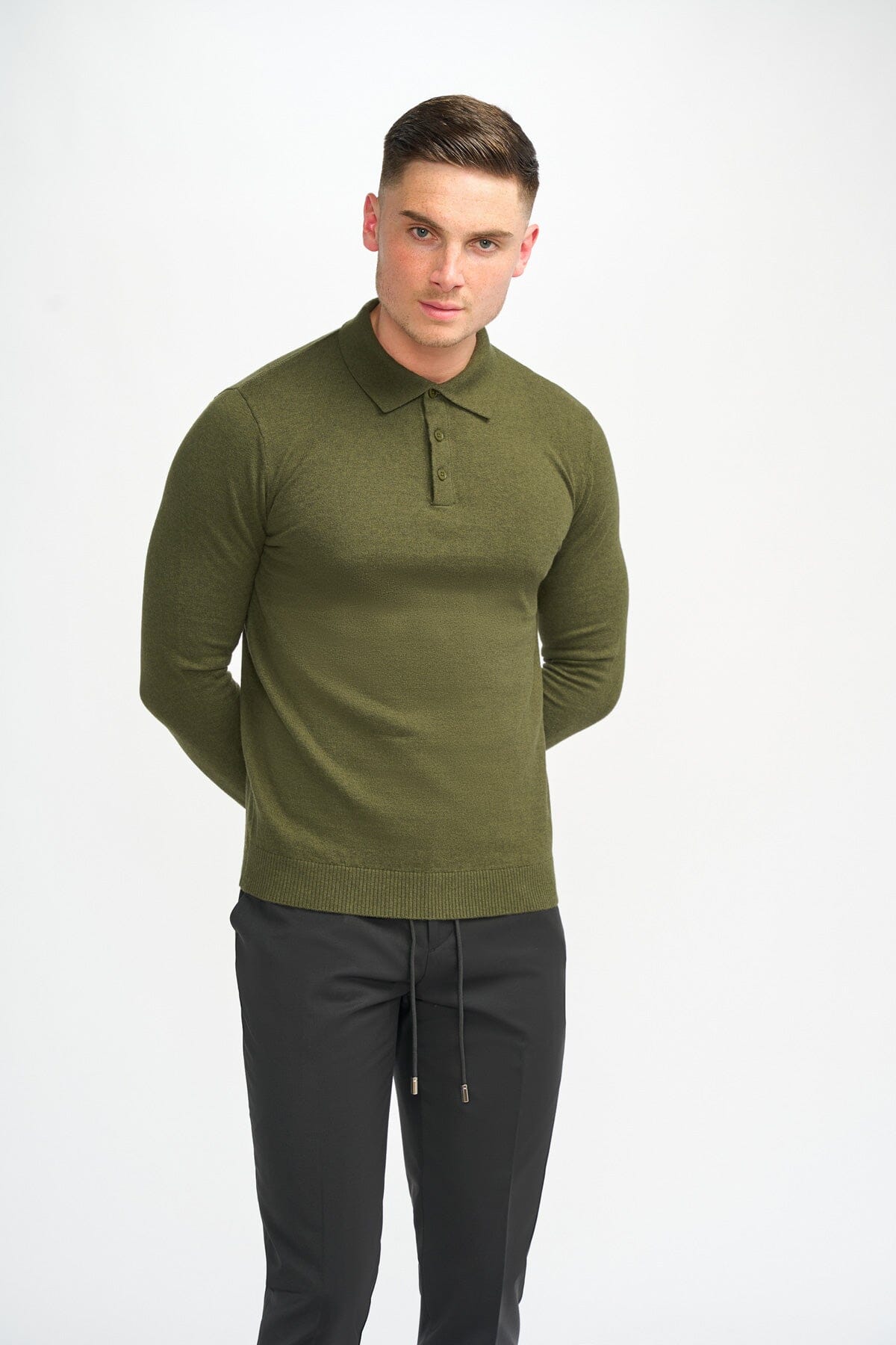 Boom Olive Long Sleeve Polo - Jumpers - S 