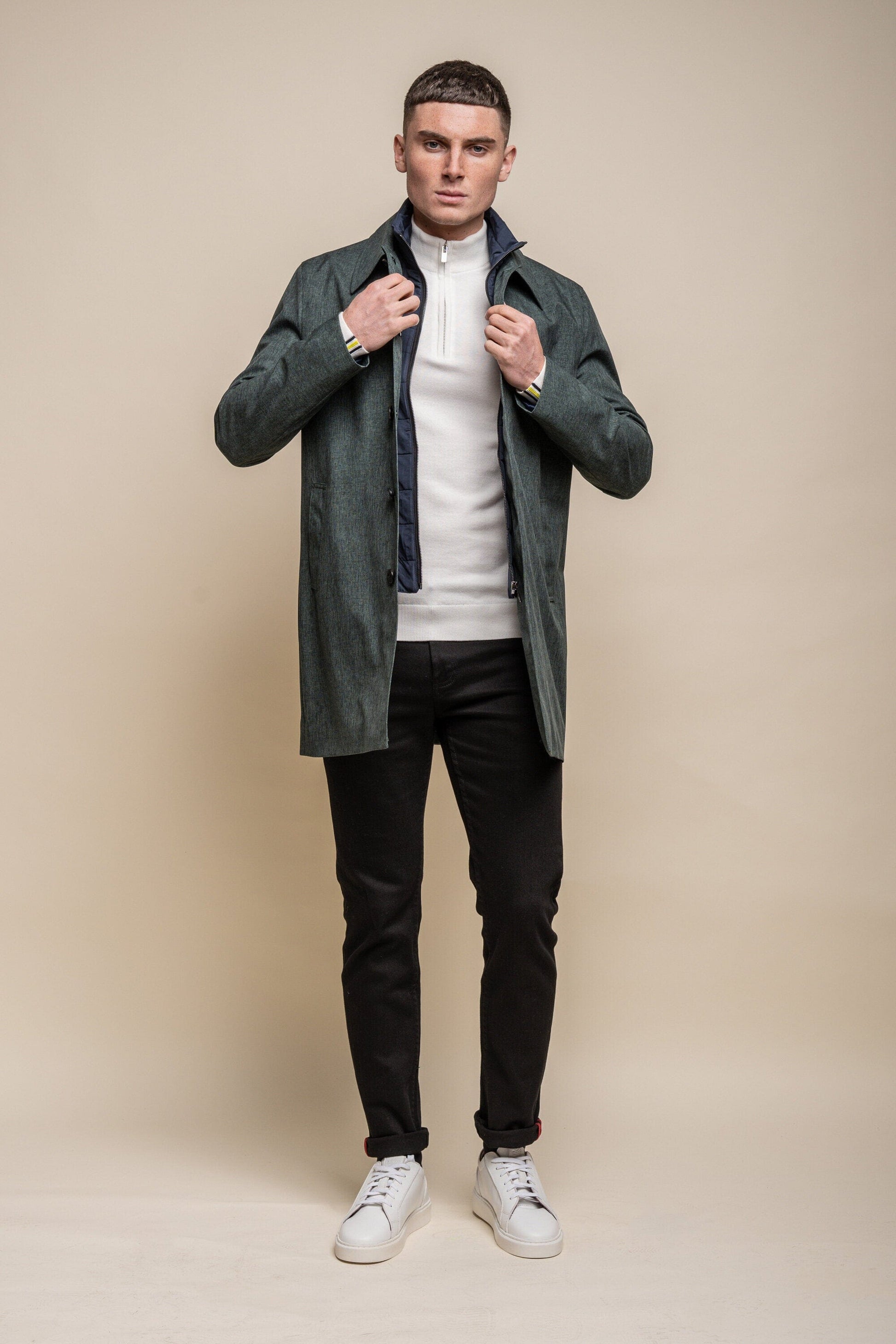 Brando Olive Mac Coat - Coats - - THREADPEPPER