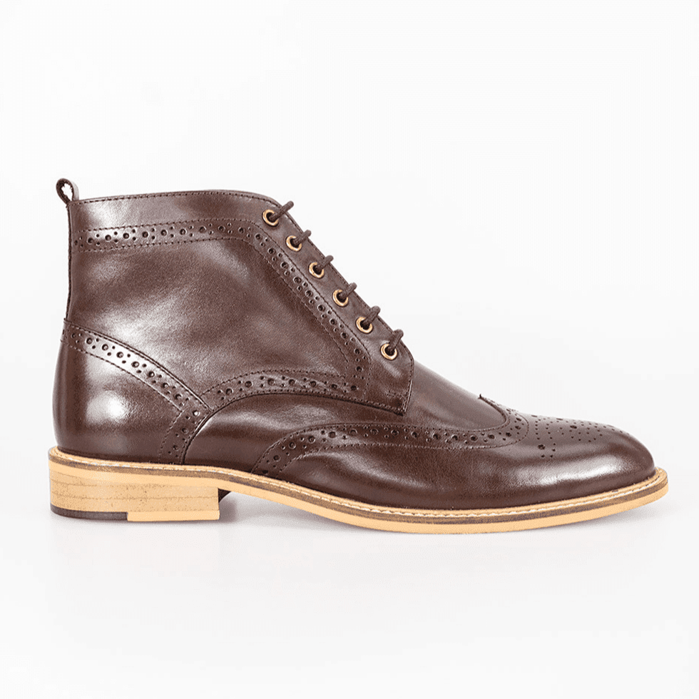 Brown Brogue Signature Boots - STOCK CLEARANCE - Shoes Sale - 10 