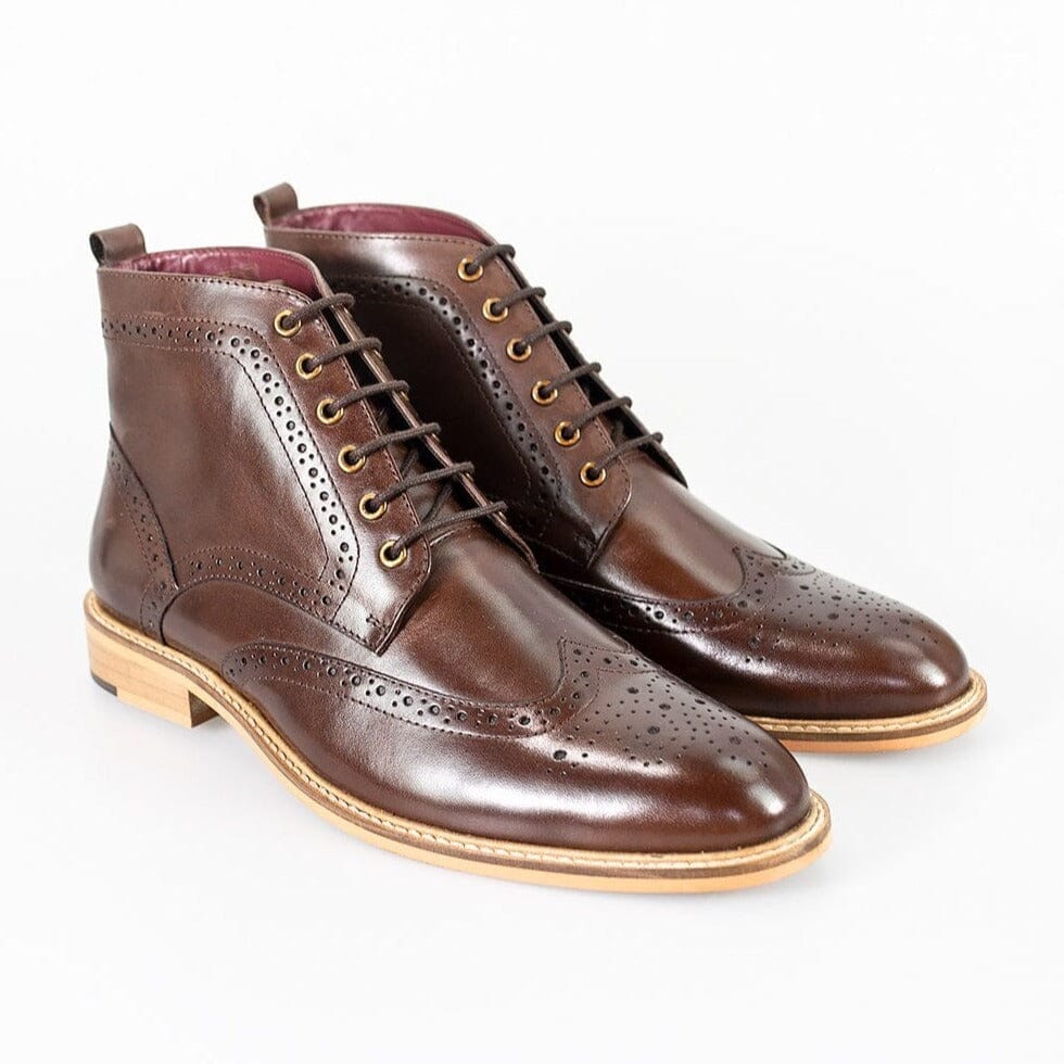 Brown Brogue Signature Boots - STOCK CLEARANCE - Shoes Sale - 