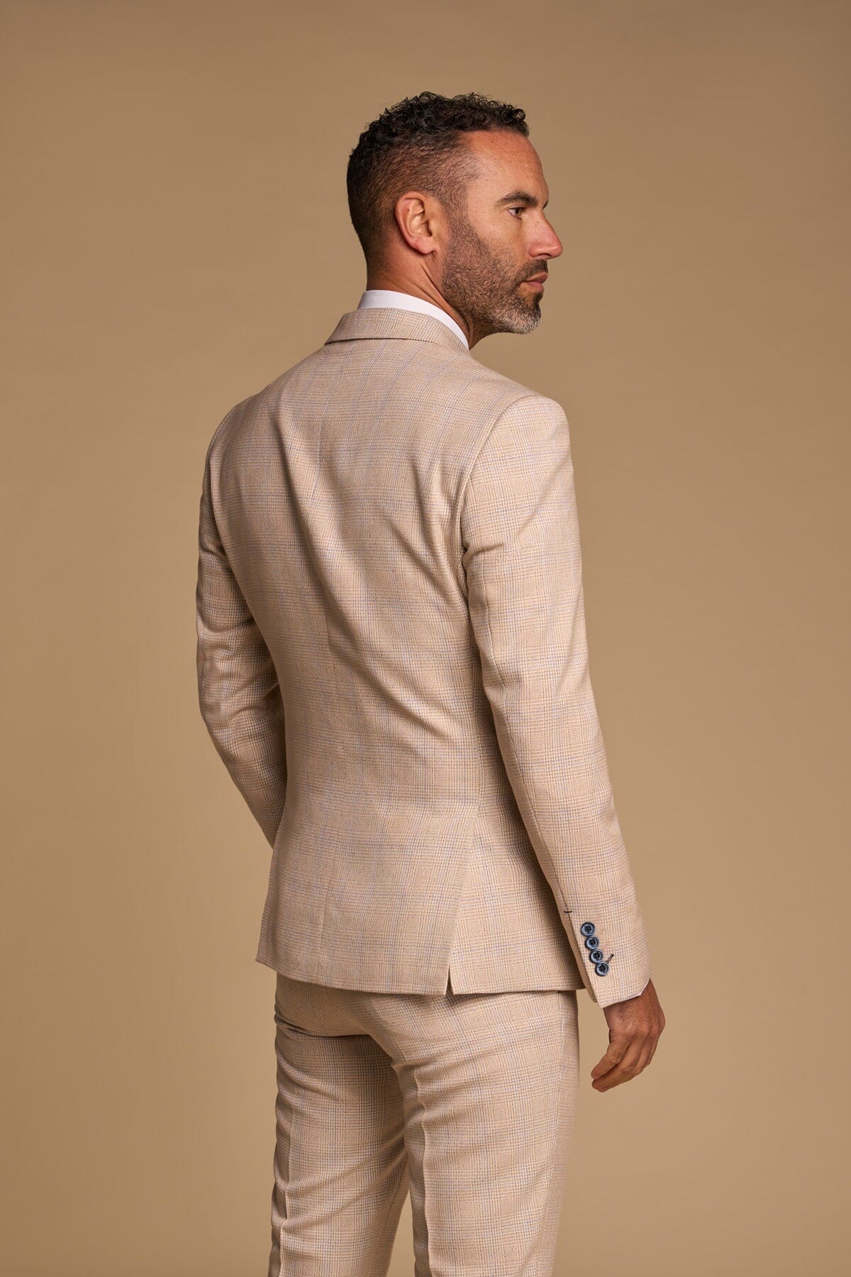 Caridi Beige Double-Breasted Jacket - Blazers & Jackets - - THREADPEPPER