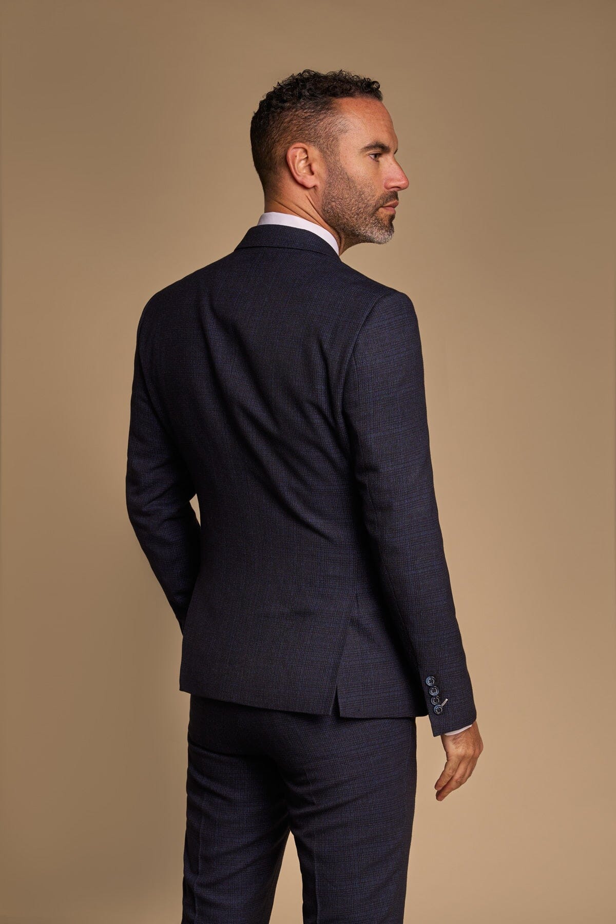 Caridi Navy Double-Breasted Jacket - Blazers & Jackets - - THREADPEPPER