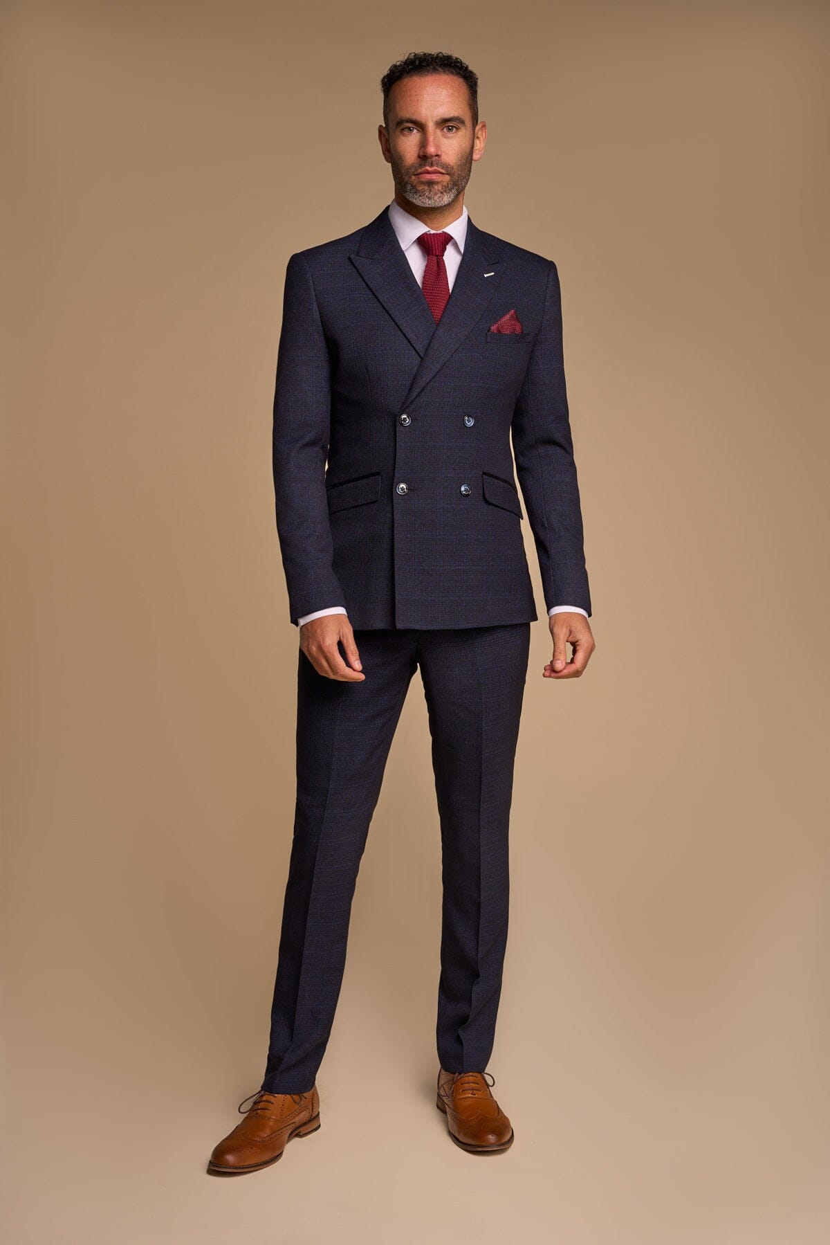 Caridi Navy Double-Breasted Jacket - Blazers & Jackets - - THREADPEPPER