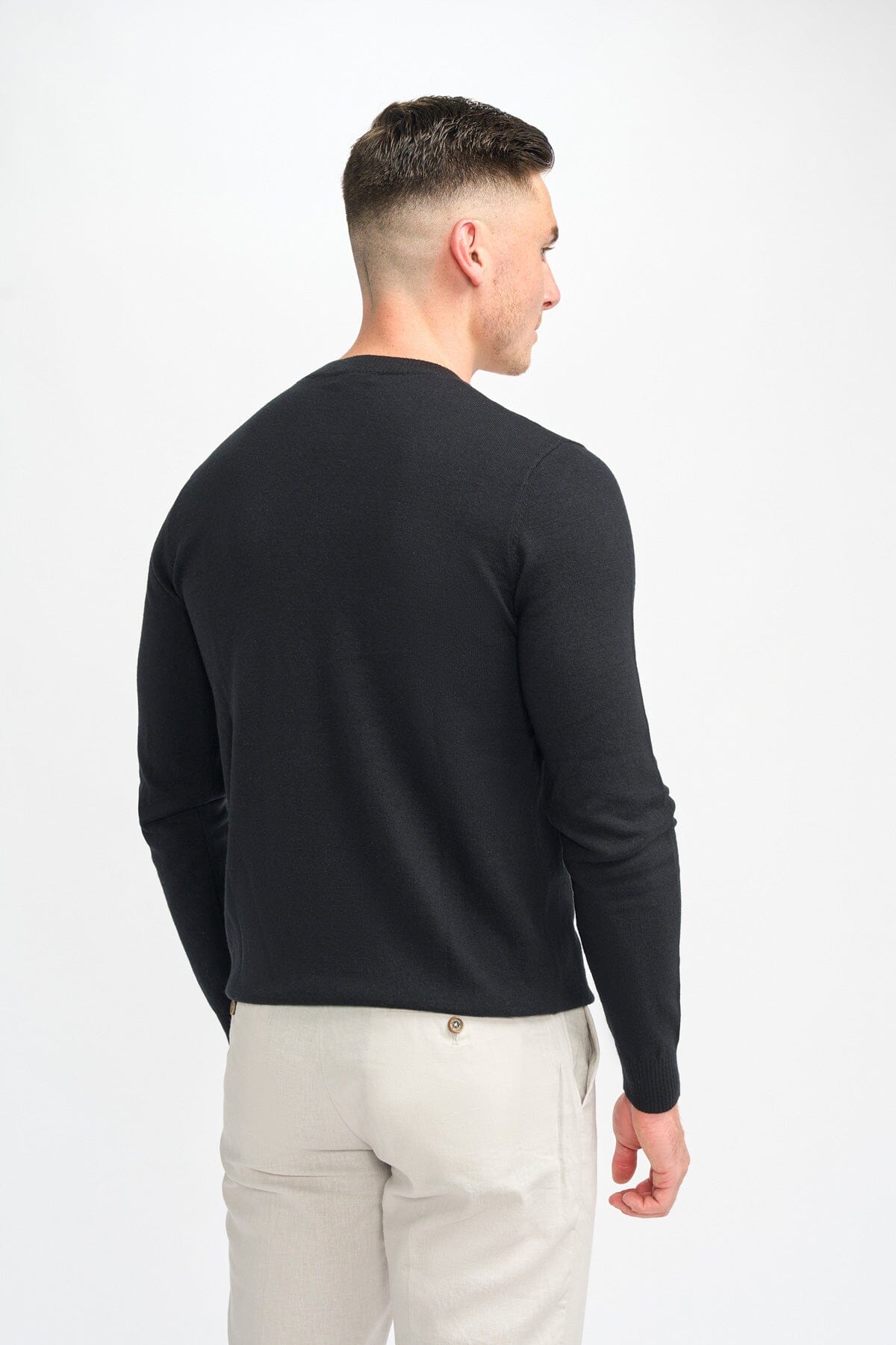 Connall Black Wool Crewneck Jumper - Jumpers - 