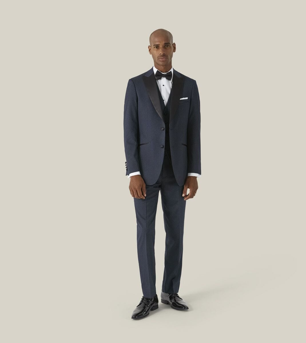 Cuba Navy Blue Geo Dinner Suit Jacket - Blazers & Jackets - 