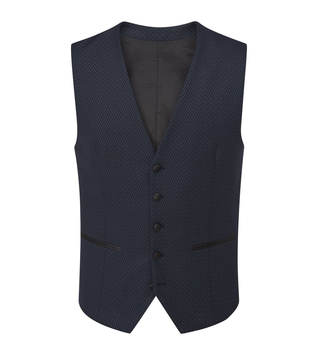 Cuba Navy Blue Geo Dinner Suit Waistcoat - Waistcoats - 