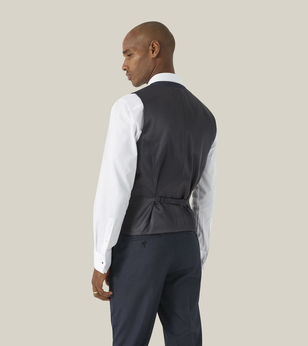 Cuba Navy Blue Geo Dinner Suit Waistcoat - Waistcoats - 