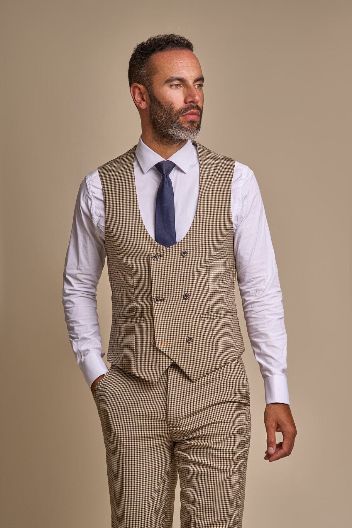 Mens tan vest hot sale and pants for wedding