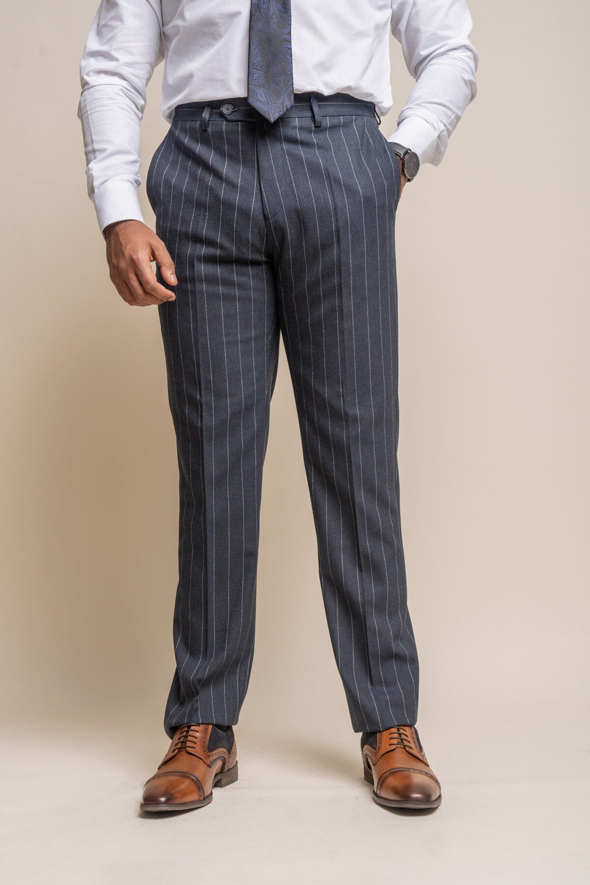 Mens Pinstripe Trousers Black and Grey Stripe Morning Royal Ascot Ex Hire  (as8, Waist_Inseam, Numeric_28, Numeric_26) : Amazon.co.uk: Fashion