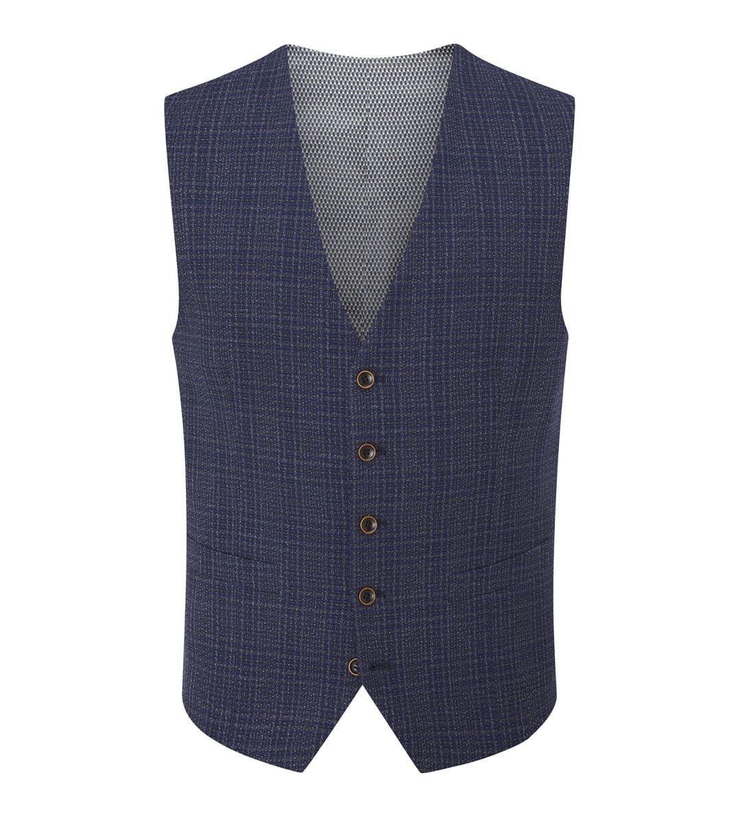 Jeremiah Navy & Grey Check Waistcoat - Waistcoats - 