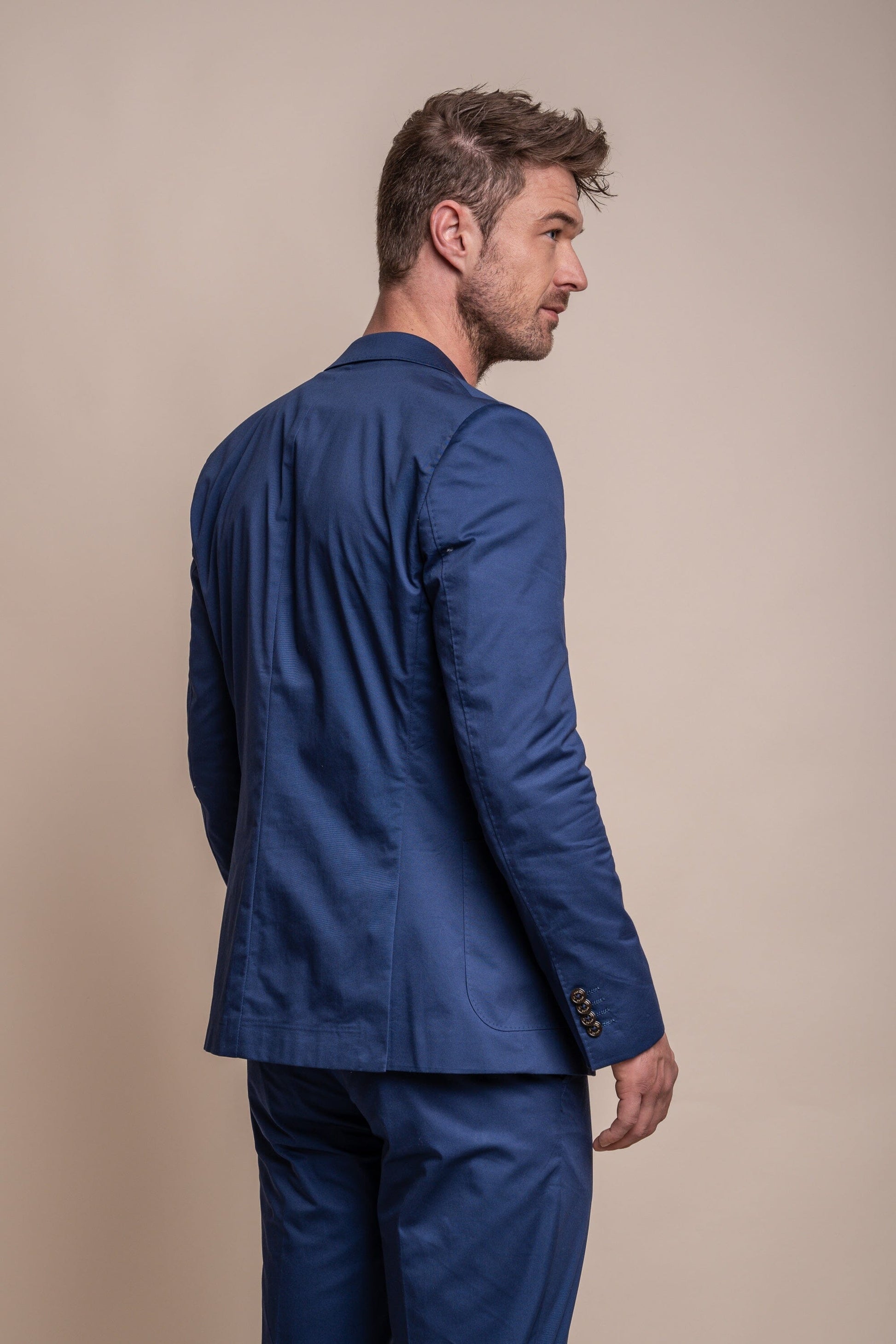 Mario Half-Lined Electric Blue Cotton Blazer - Blazers & Jackets - 