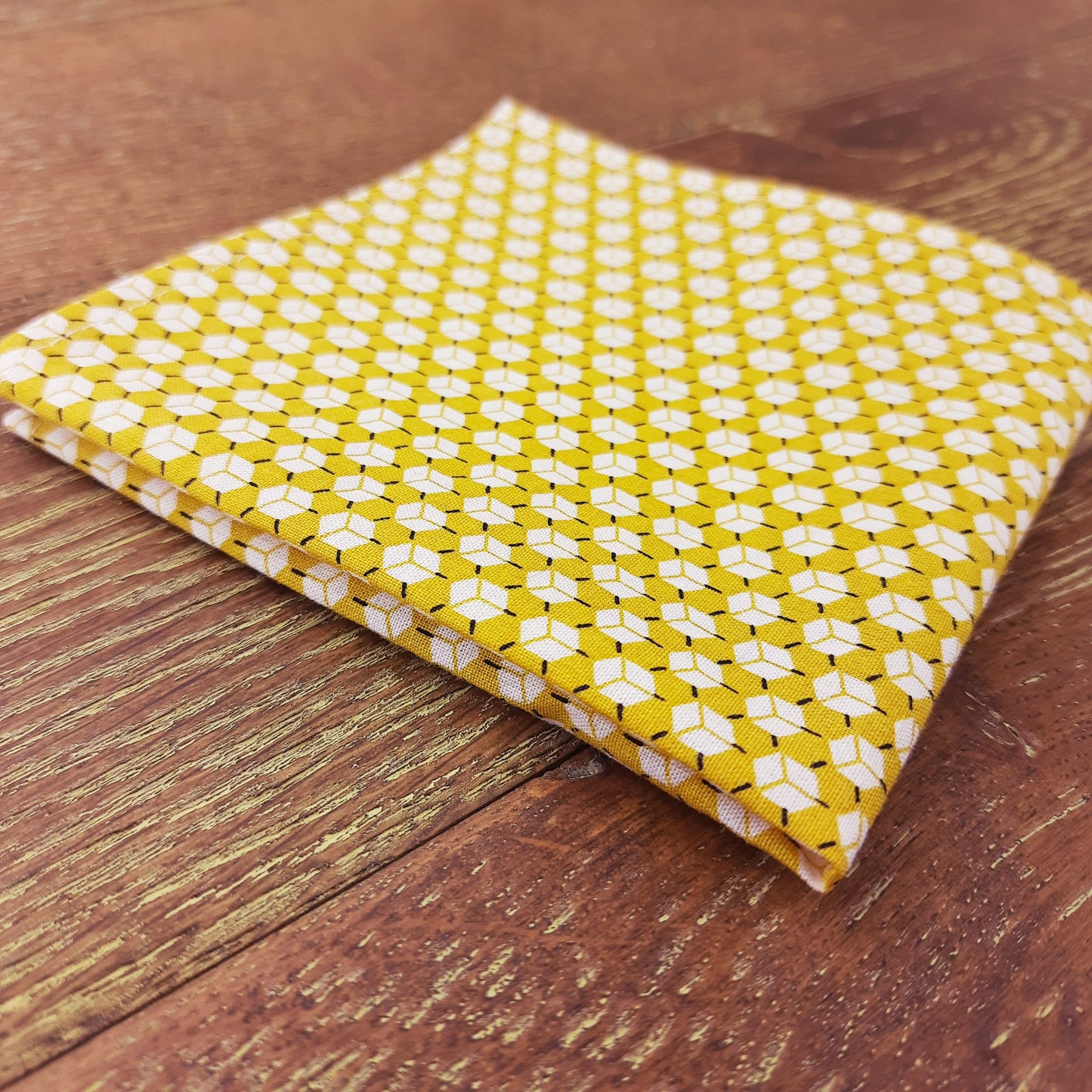 Men's Pocket Square - STOCK CLEARANCE - Handkerchiefs - Mustard Cubes 