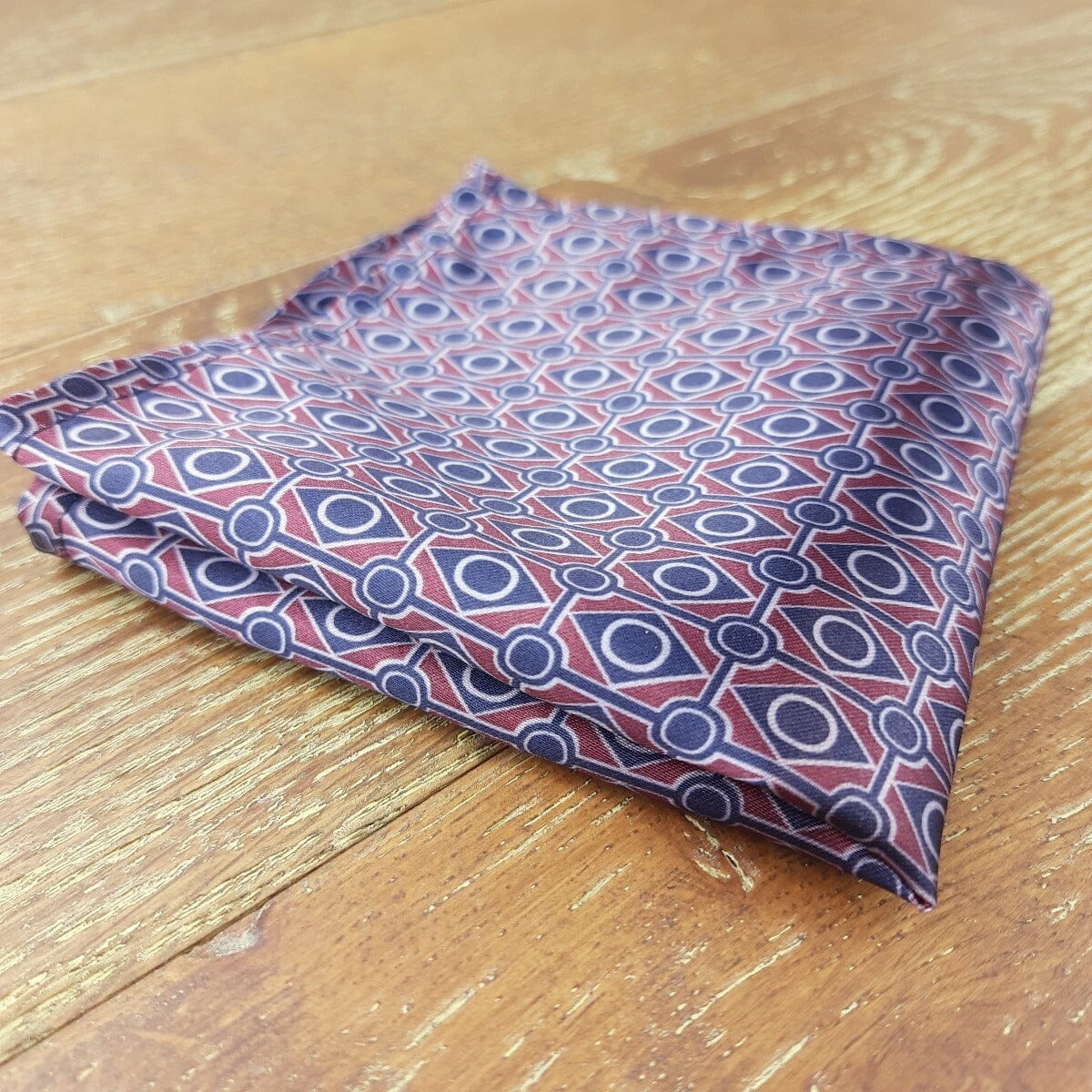 Men's Pocket Square - STOCK CLEARANCE - Handkerchiefs - Navy/Wine Mosaic 