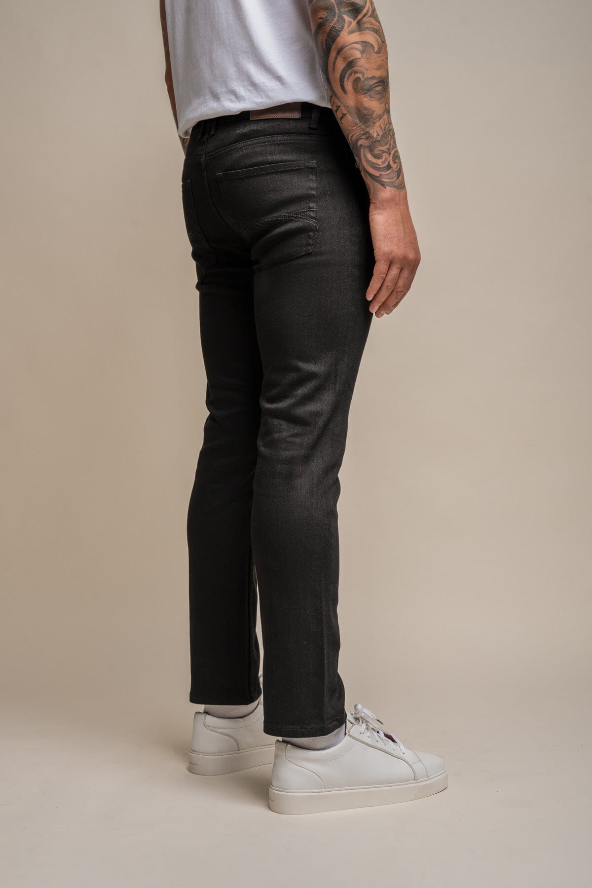 Mens black sales coated jeans