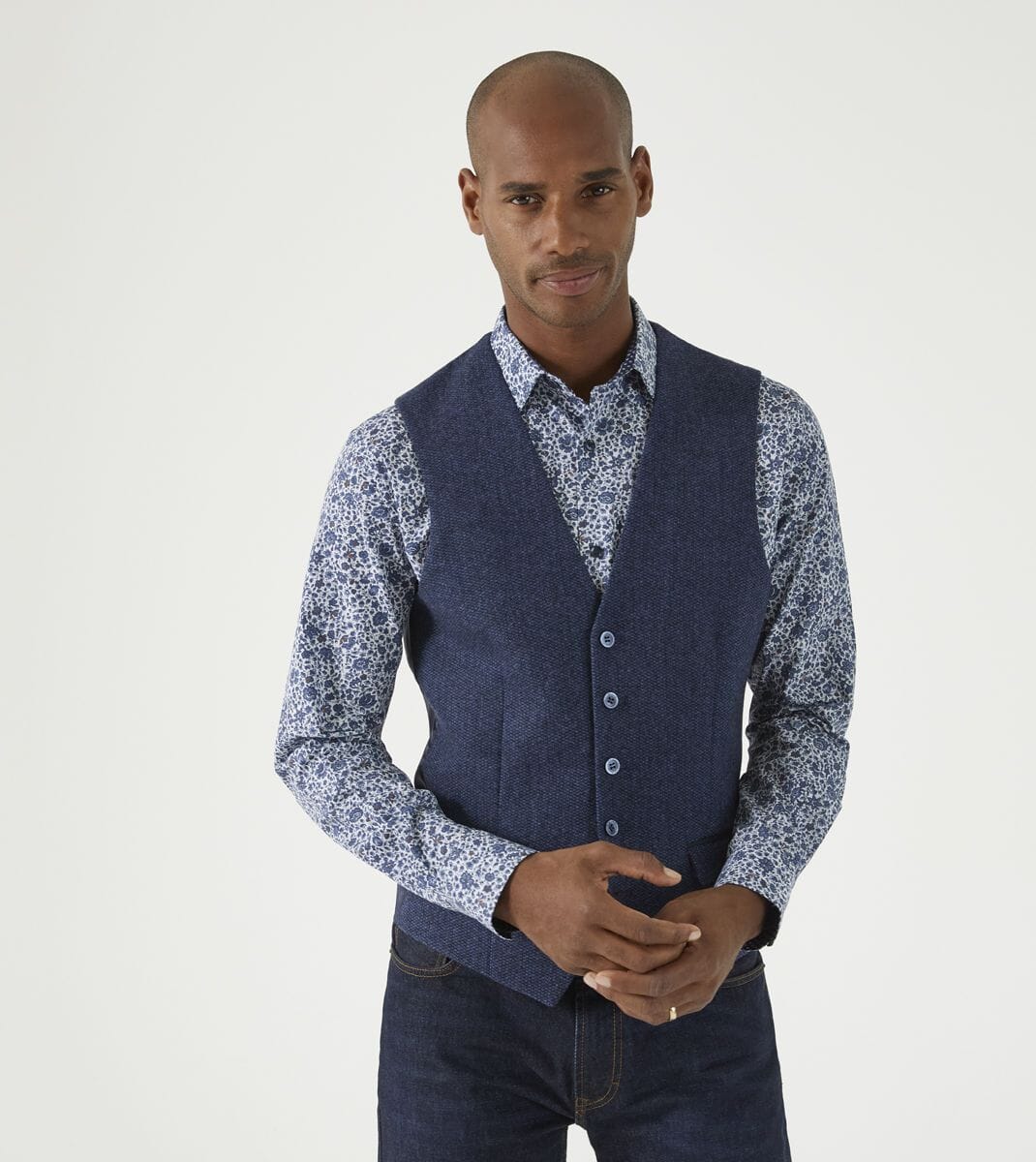 Newsam Blue Tweed Waistcoat - Waistcoats - 36R 