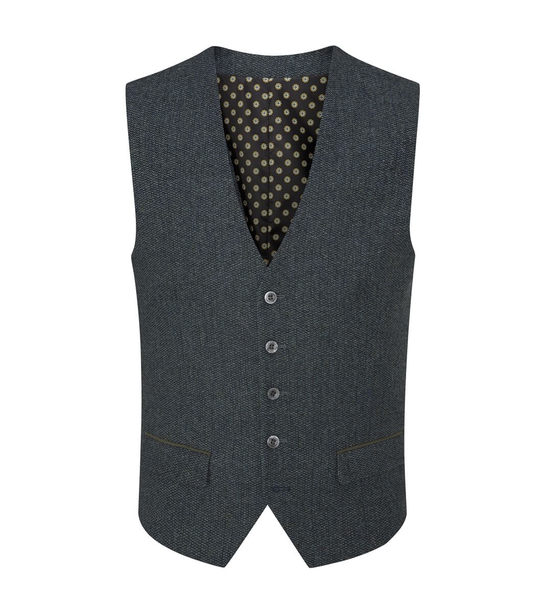 Newsam Teal Tweed Waistcoat - Waistcoats - 