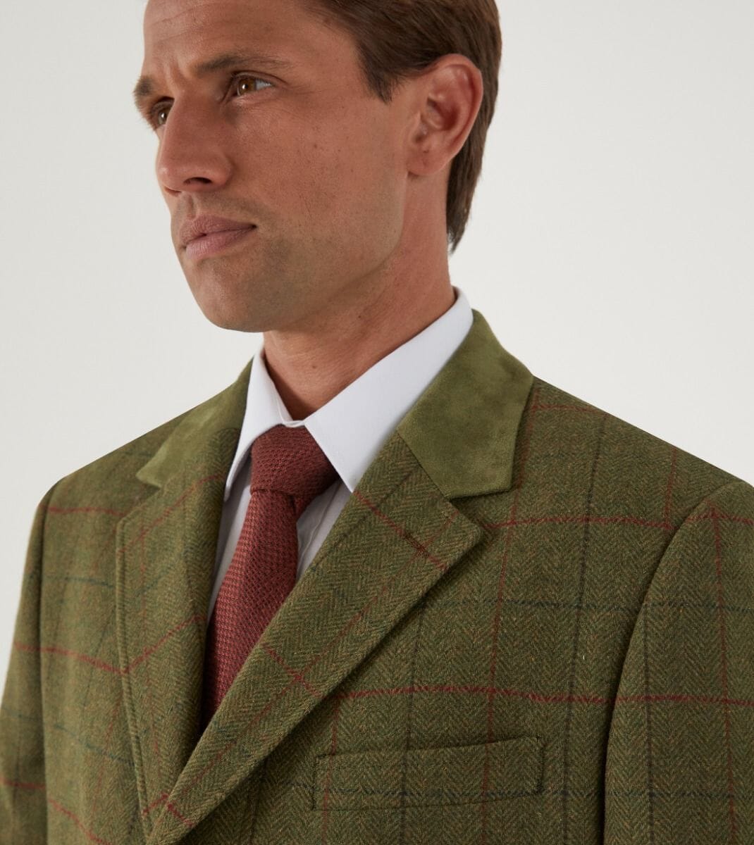 Oswin Green & Red Herringbone Check Overcoat - Coats - 