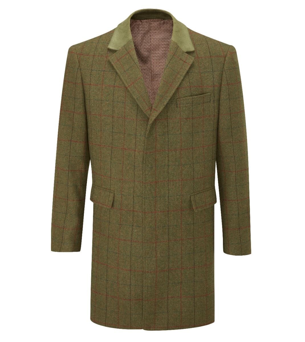 Oswin Green & Red Herringbone Check Overcoat - Coats - 