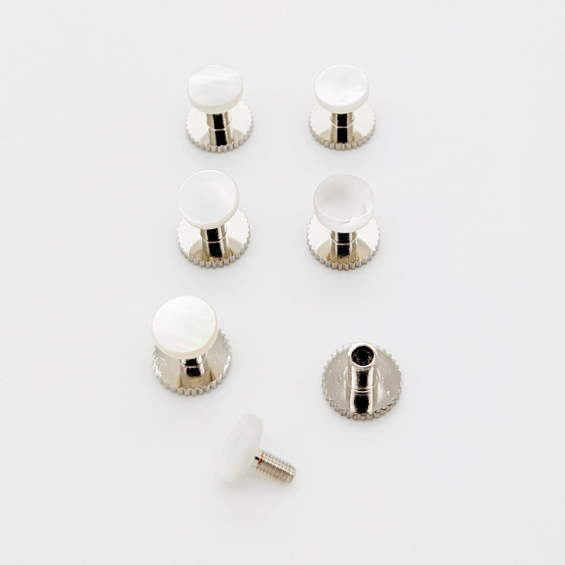 Pearl & Chrome Dress Shirt Studs - Accessories - - THREADPEPPER