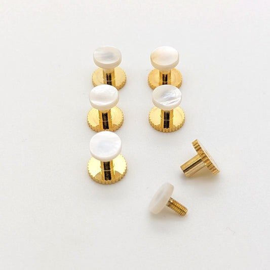 Pearl & Gold Dress Shirt Studs - Accessories - - THREADPEPPER