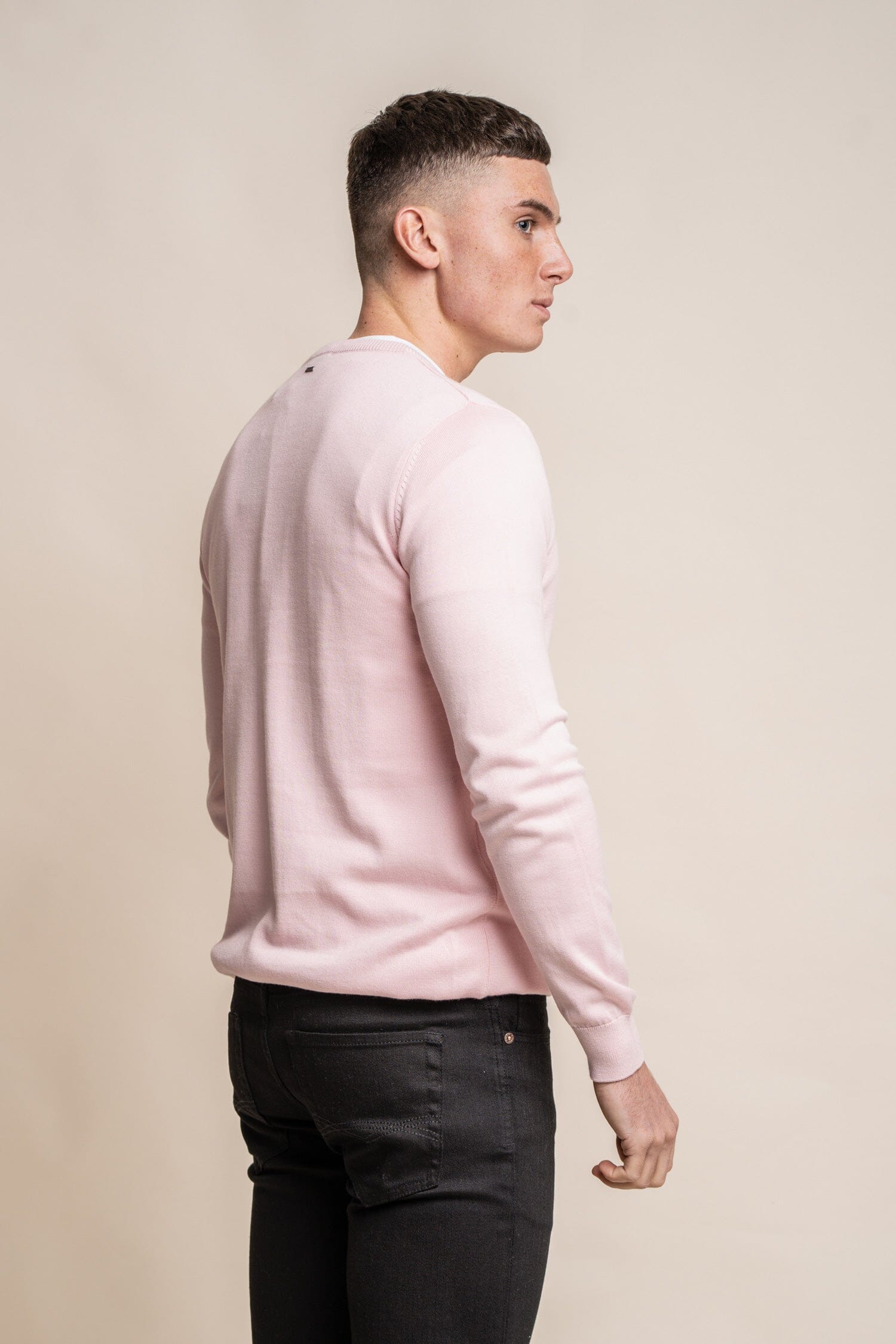 Pink Mens Crewneck Jumper Cavani Smart Casual Jumpers Work