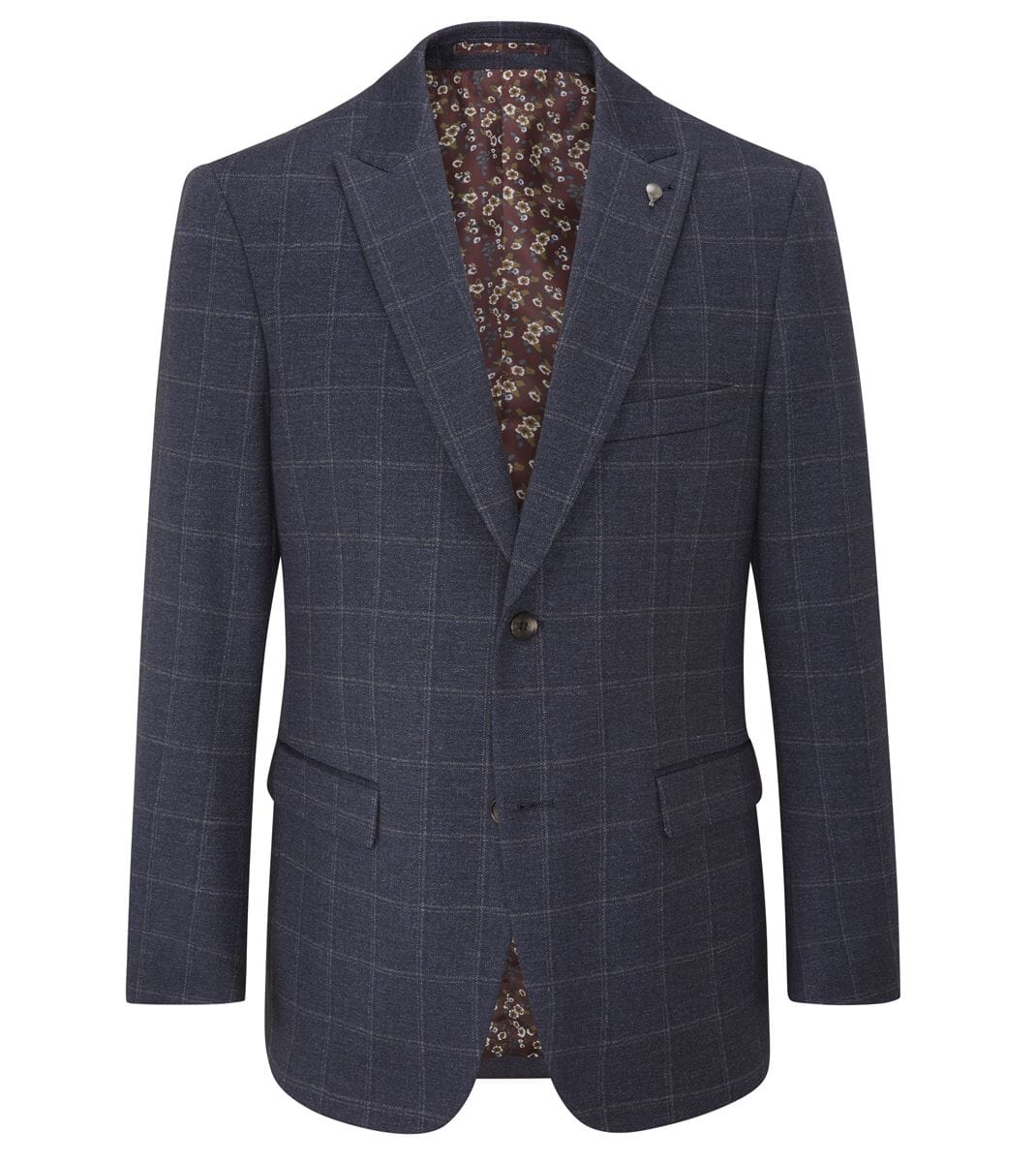 Thoresby Navy & Grey Check Jacket - Blazers & Jackets - 