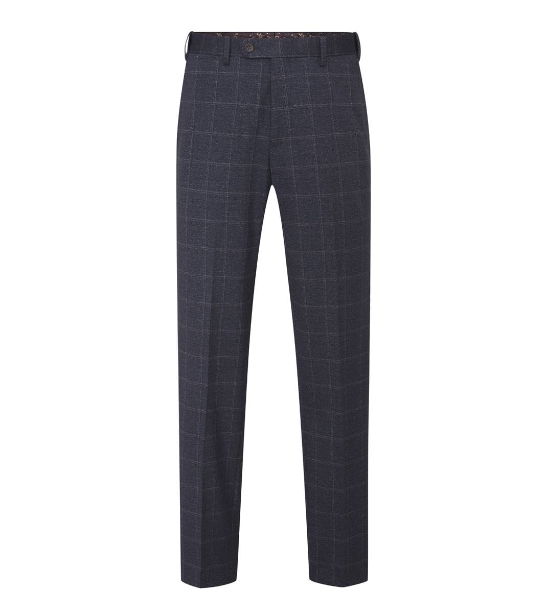 Thoresby Navy & Grey Check Trousers - Trousers - 