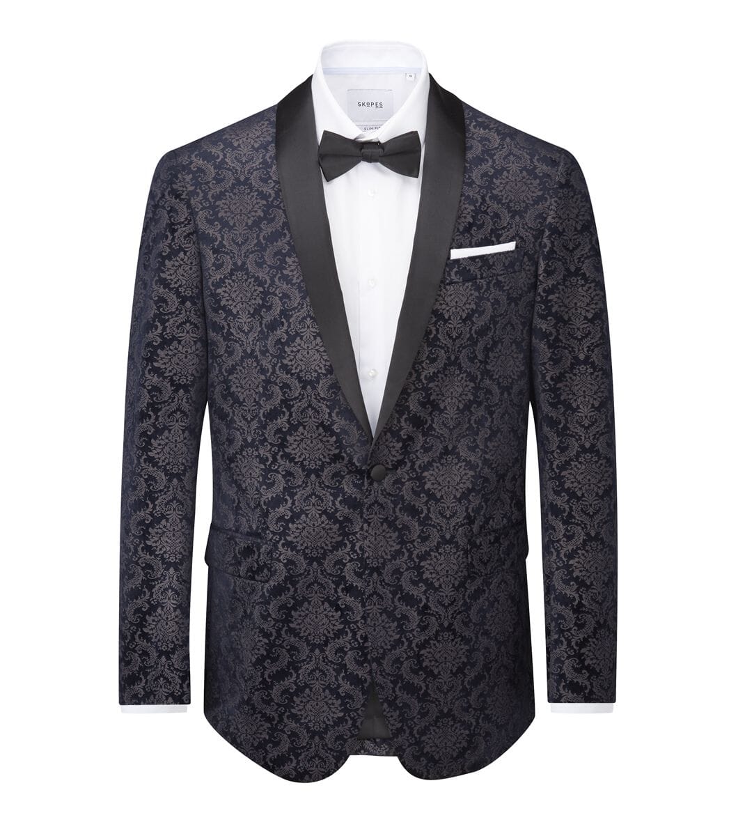 Tiesto Navy Velvet Pattern Jacket - Blazers & Jackets - 