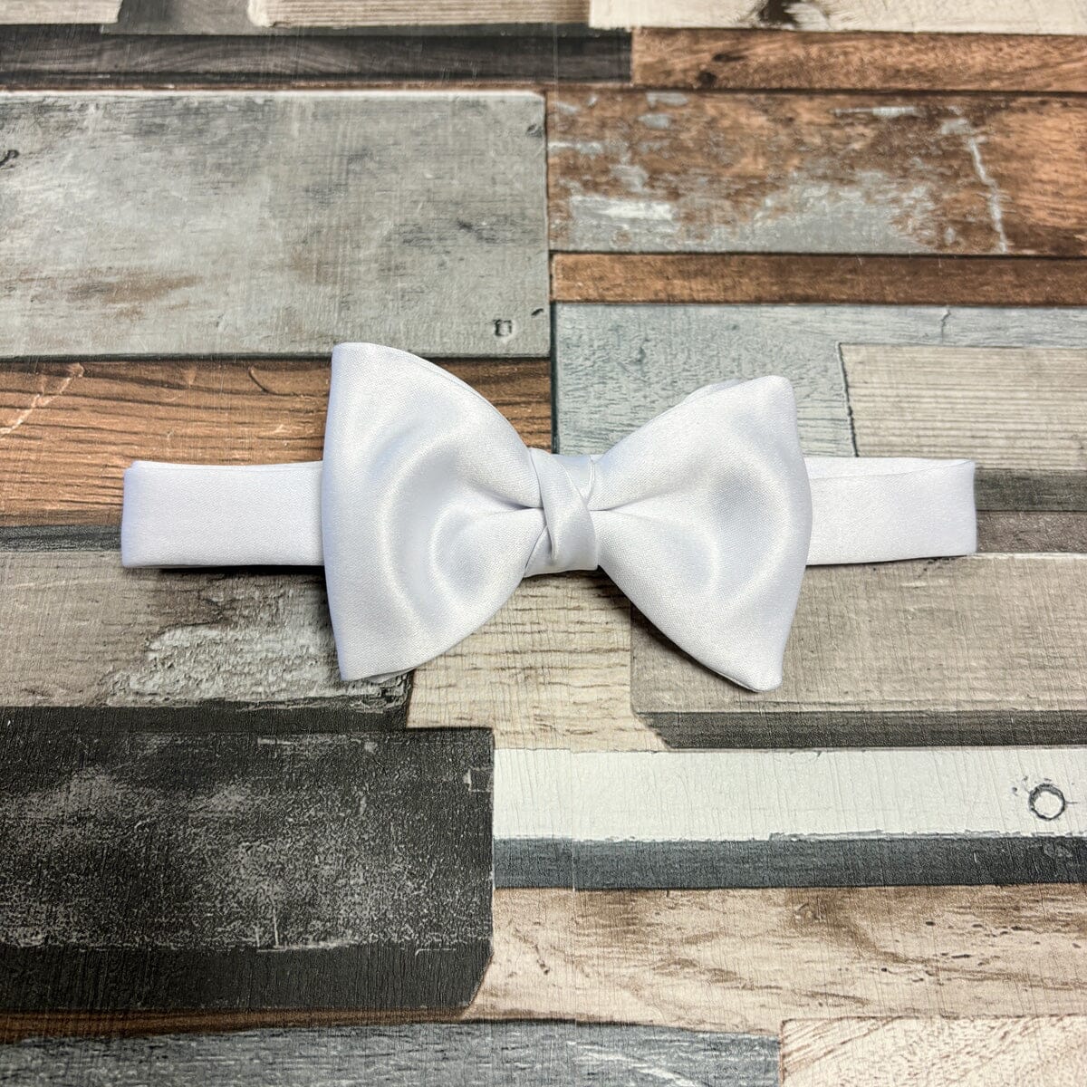 White Satin Bow Tie - Gift Sets - Pre-Tied Bow Tie Bow Tie Only 