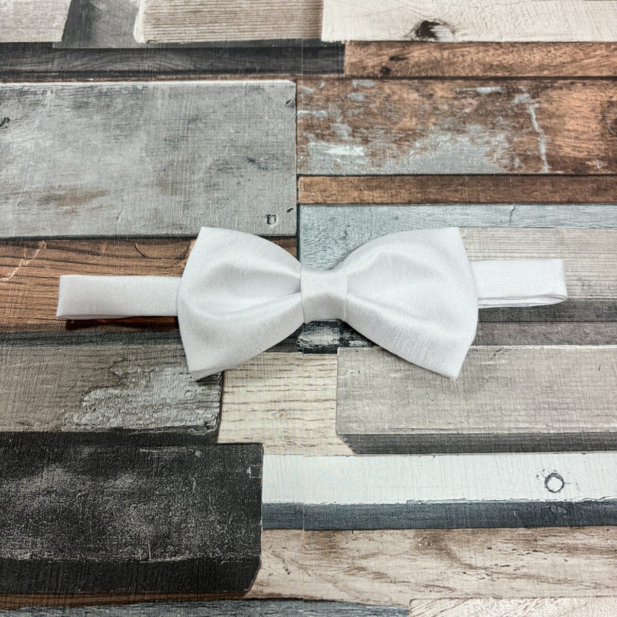 White Shantung Satin Bow Tie - Gift Sets - Pre-Tied Bow Tie Bow Tie Only 