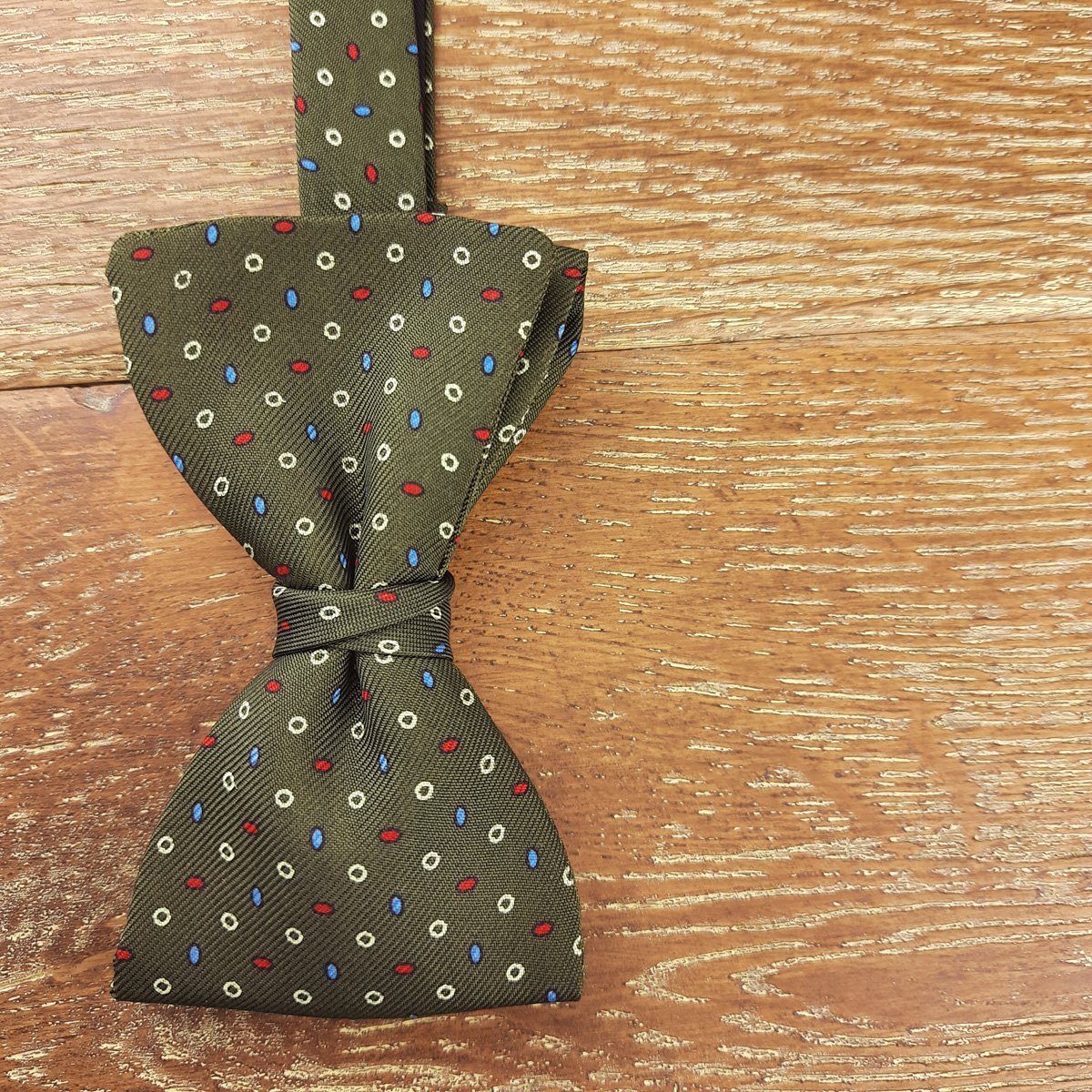 Circles on Moss Green Silk Ready-Tied Bow Tie - Bow Ties - - THREADPEPPER