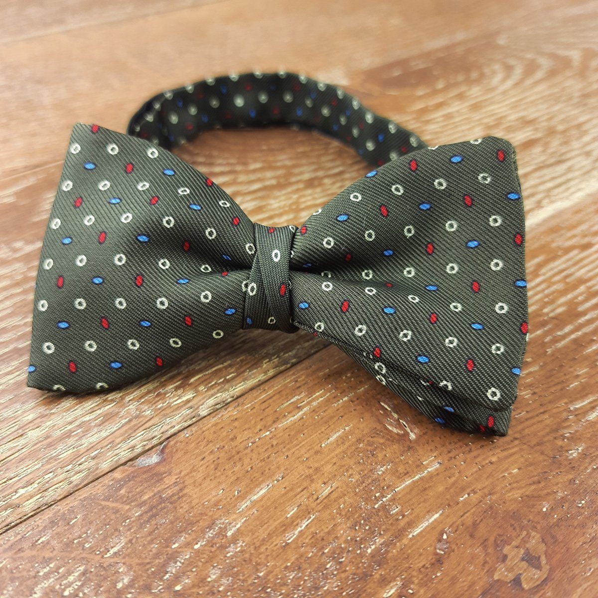 Circles on Moss Green Silk Ready-Tied Bow Tie - Bow Ties - - THREADPEPPER