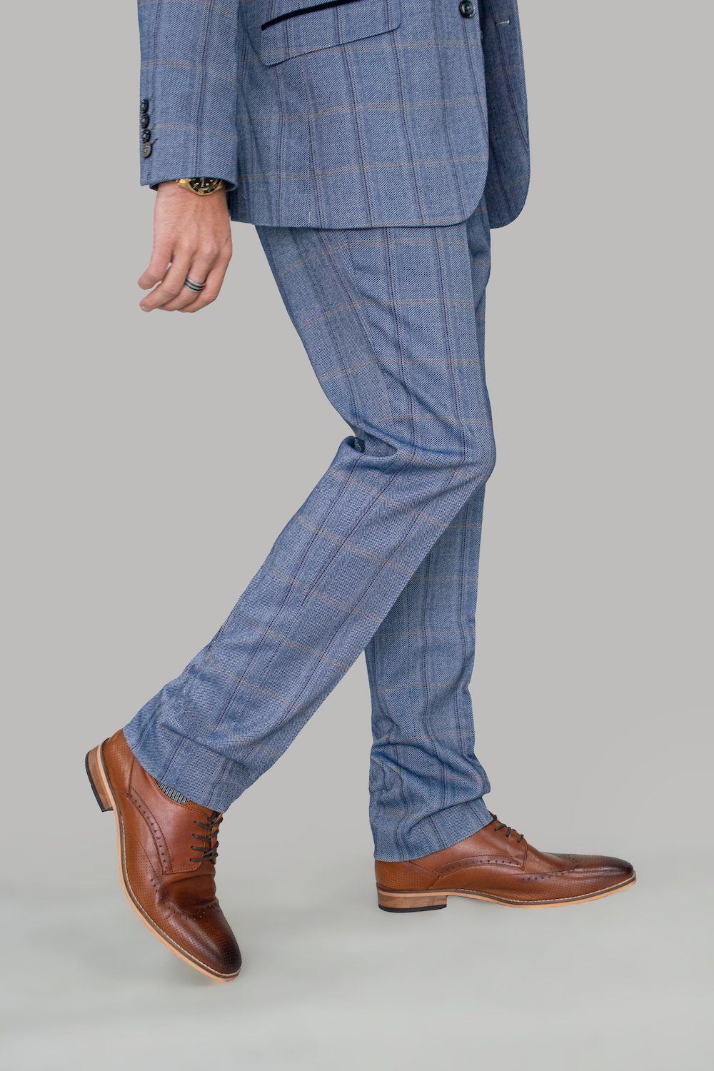 Herringbone Blue Tweed Trousers | Men Smart Navy Tweed Suit Trouser ...