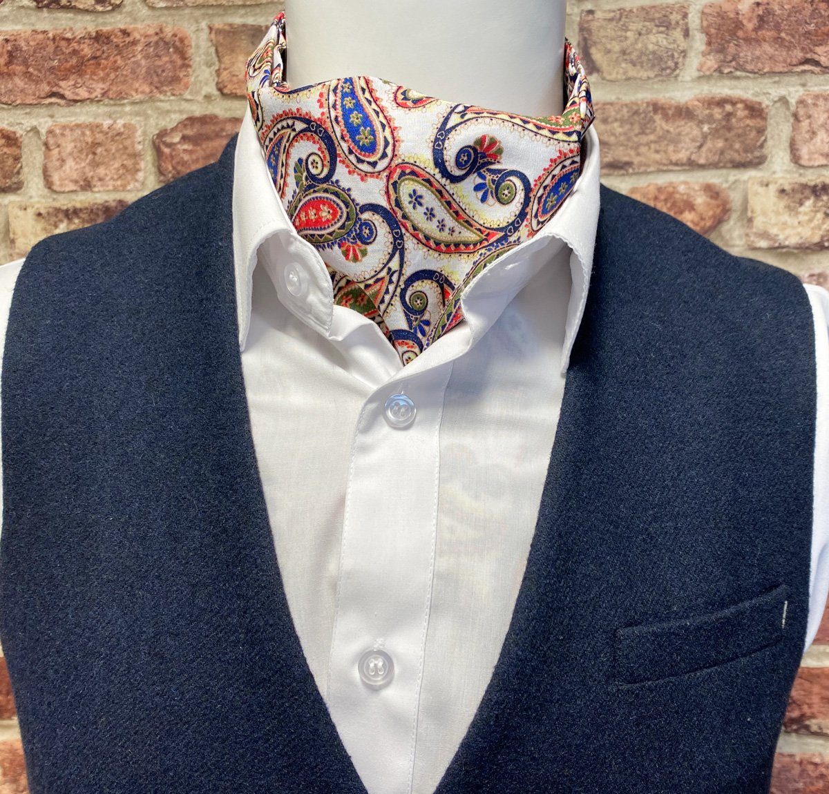 Evoque Ivory Paisley Cotton Cravat - Cravats - - THREADPEPPER