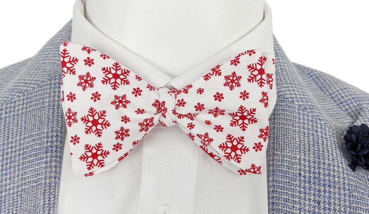 Falling Snowflakes Christmas Self-Tie Bow Tie - Bow Ties - - THREADPEPPER