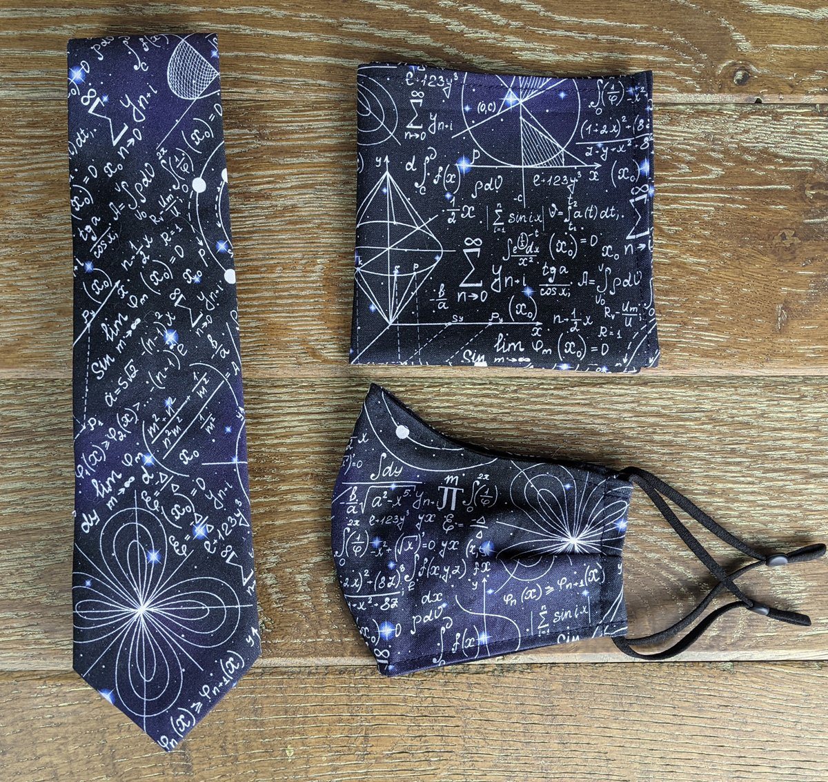 Navy Maths Equations Pocket Square - Handkerchiefs - - THREADPEPPER