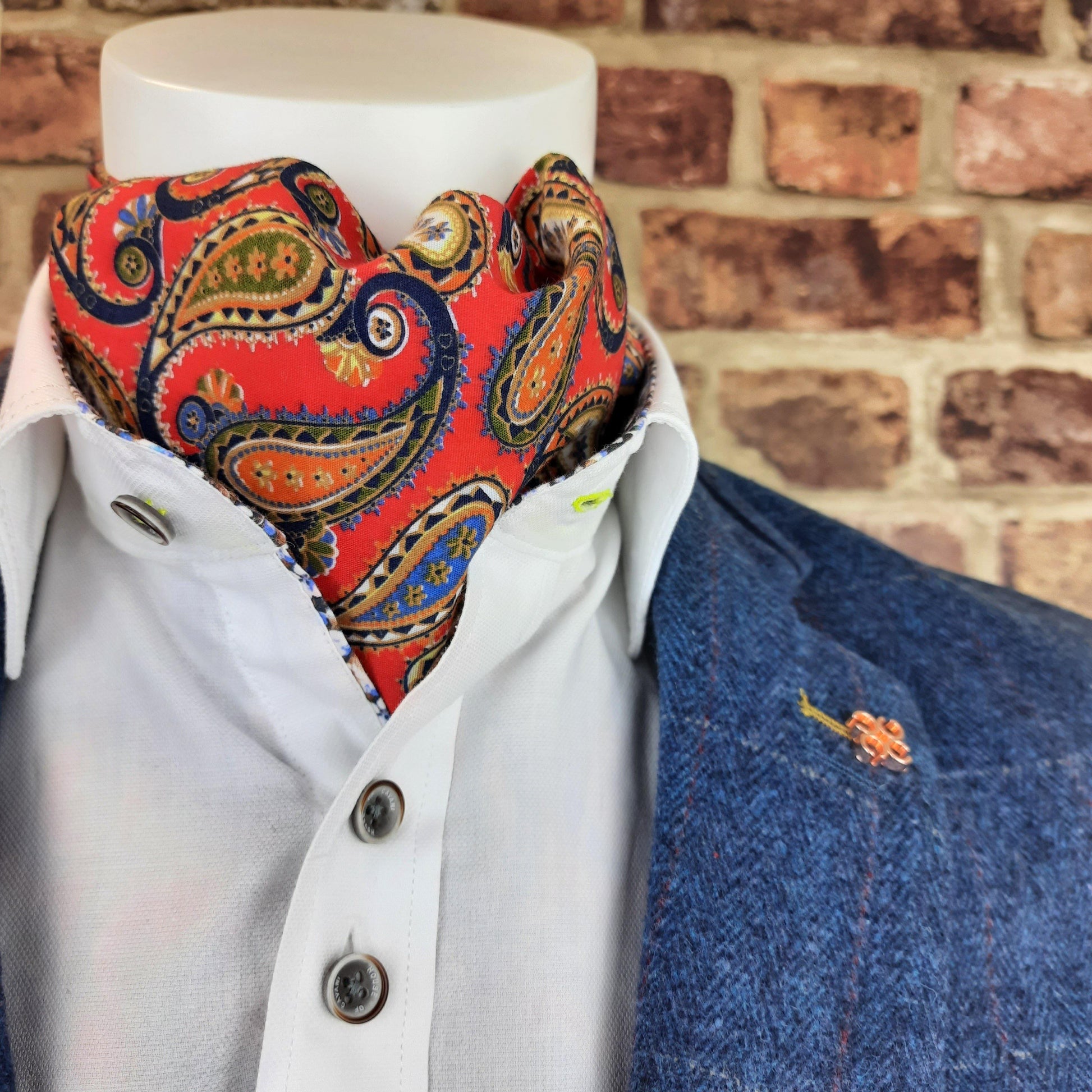100 Silk Scarf Vintage Paisley Men Square Neckerchief Suit Shirt Cravat  Blue