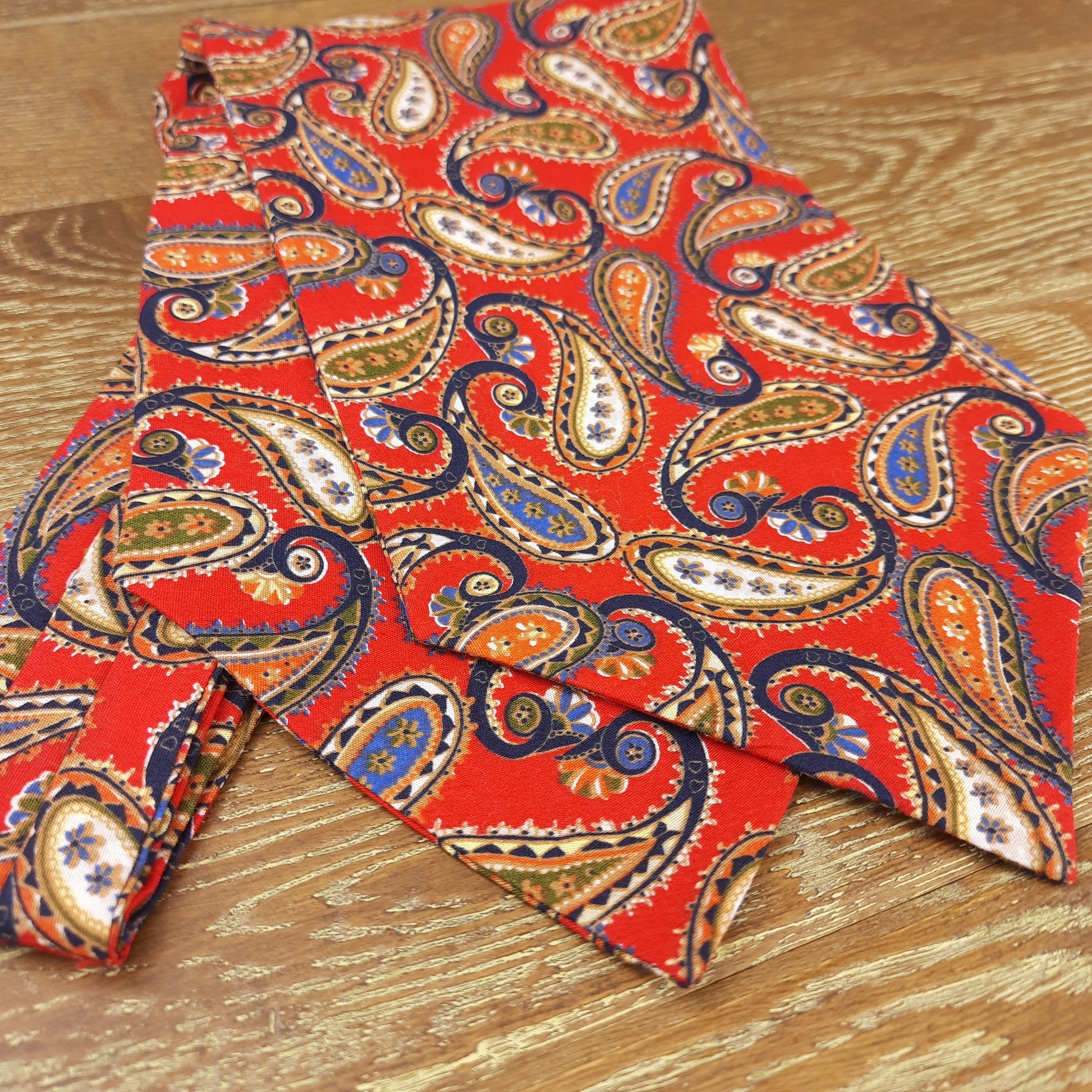 Red Paisley Cotton Cravat | Mens Day Cravat | Red Ascot | Cravate ...