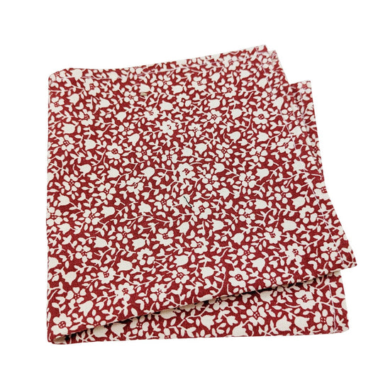 Red Climbing Rose Pocket Square - Handkerchiefs - - THREADPEPPER