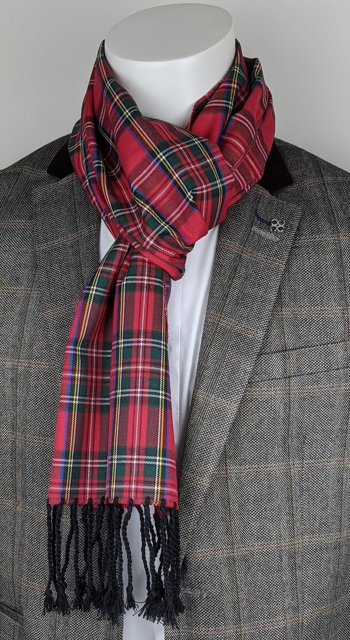 Gray and online red plaid scarf