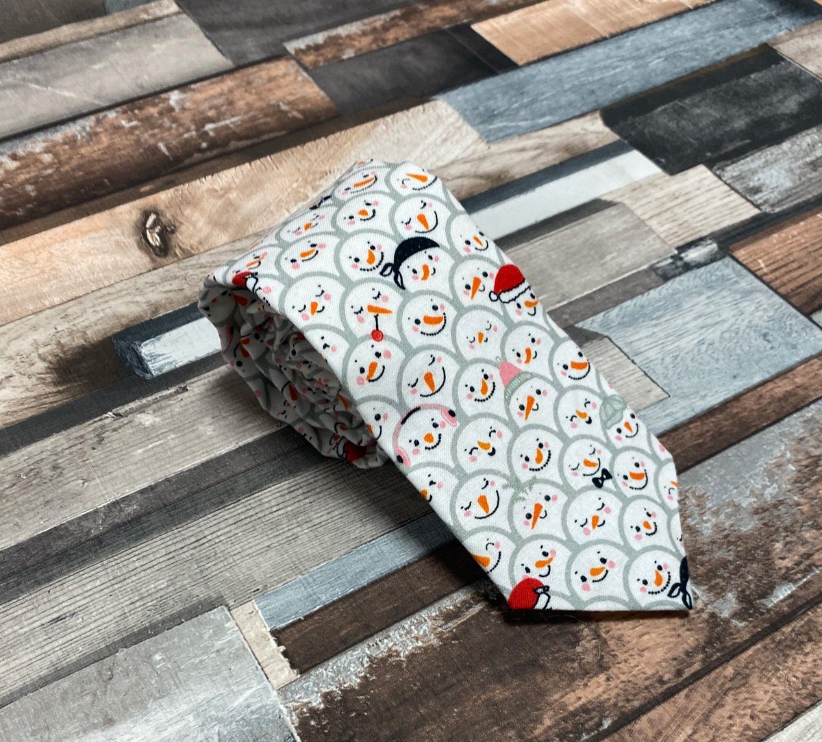 Smiling Snowmen Christmas Tie - Ties - - THREADPEPPER